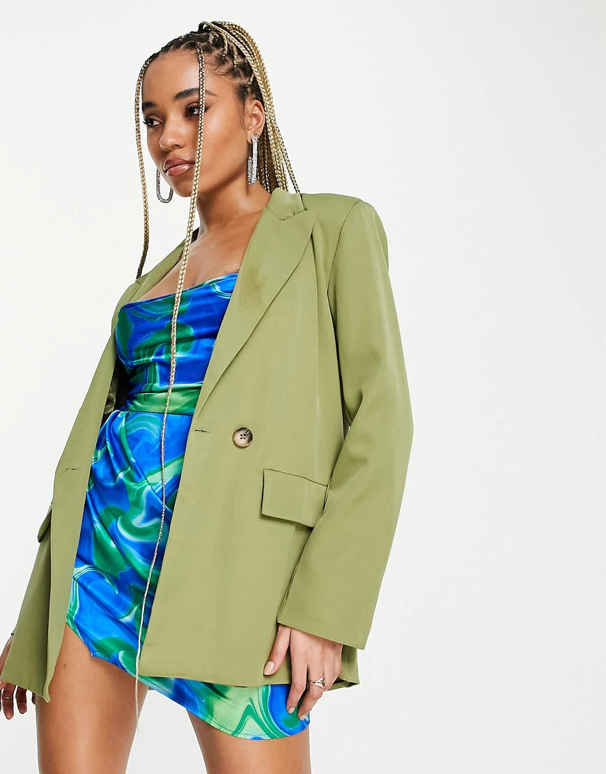 NaaNaa Tall – Oversize-Dad-Blazer in Khaki-Grün günstig online kaufen