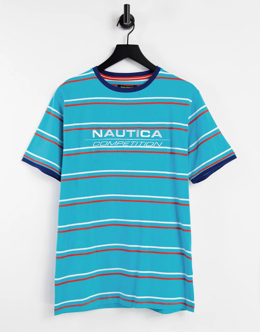 Nautica – Competition Columbus – Gestreiftes T-Shirt in Blau günstig online kaufen
