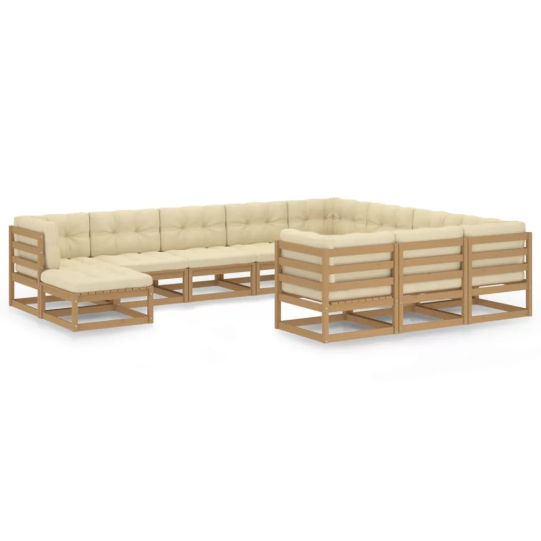 11-tlg. Garten-lounge-set Kissen Honigbraun Kiefer Massivholz günstig online kaufen