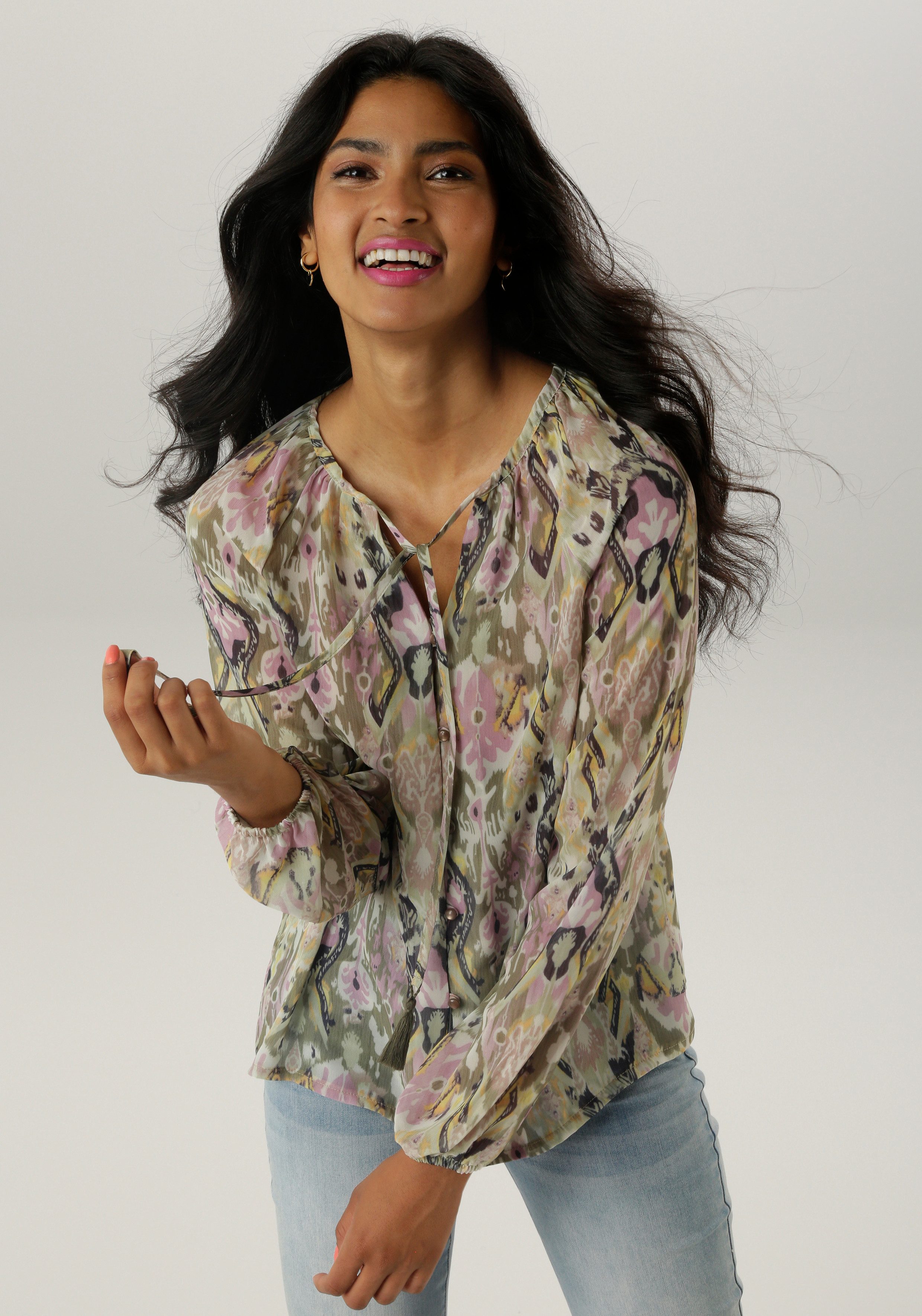 Aniston SELECTED Chiffonbluse, aus transparentem Chiffon günstig online kaufen