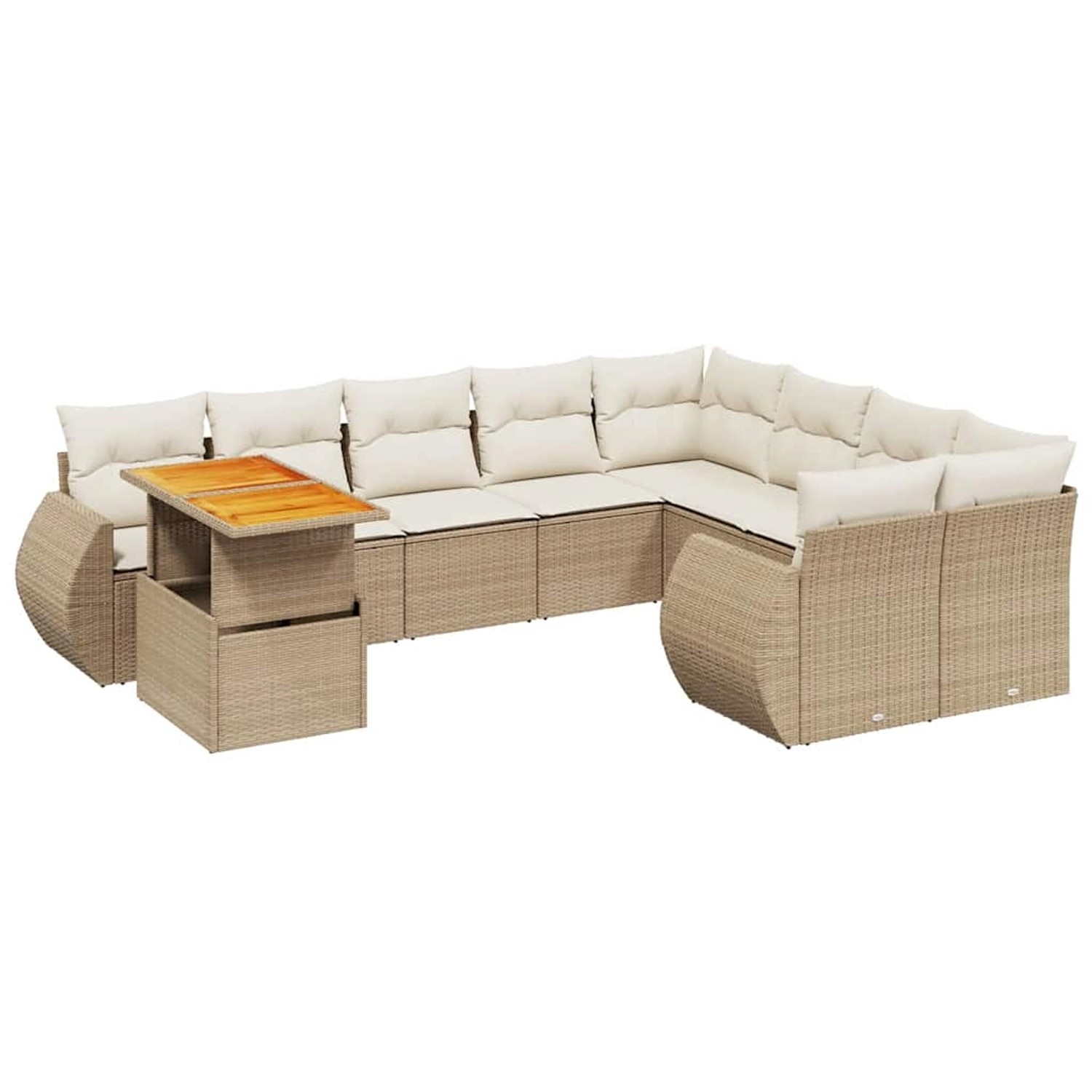 vidaXL 10-Tlg Garten-Sofagarnitur mit Kissen Beige Poly Rattan 3272360 günstig online kaufen