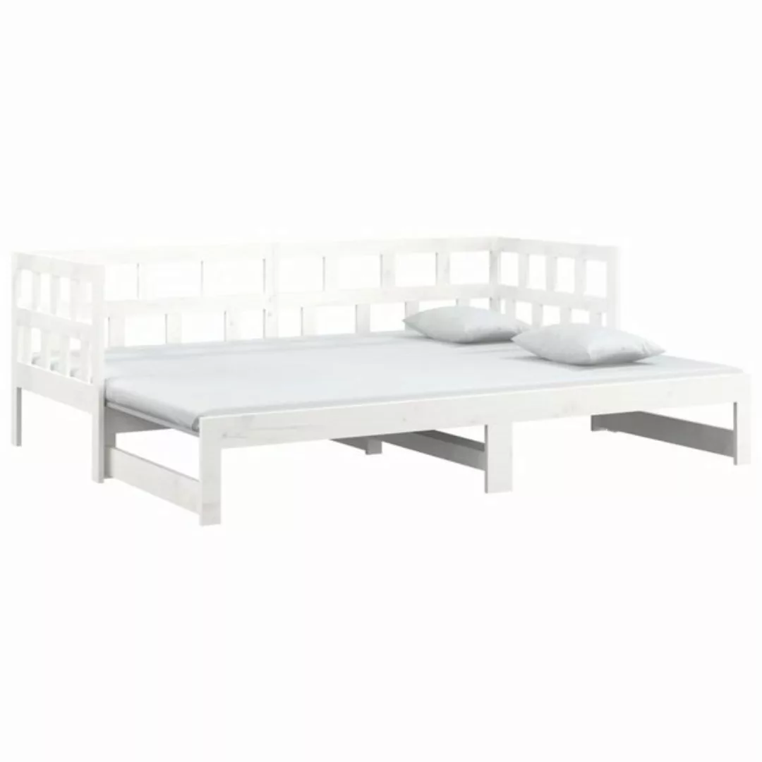 vidaXL Bett Tagesbett Ausziehbar Weiß Massivholz Kiefer 2x(80x200) cm günstig online kaufen