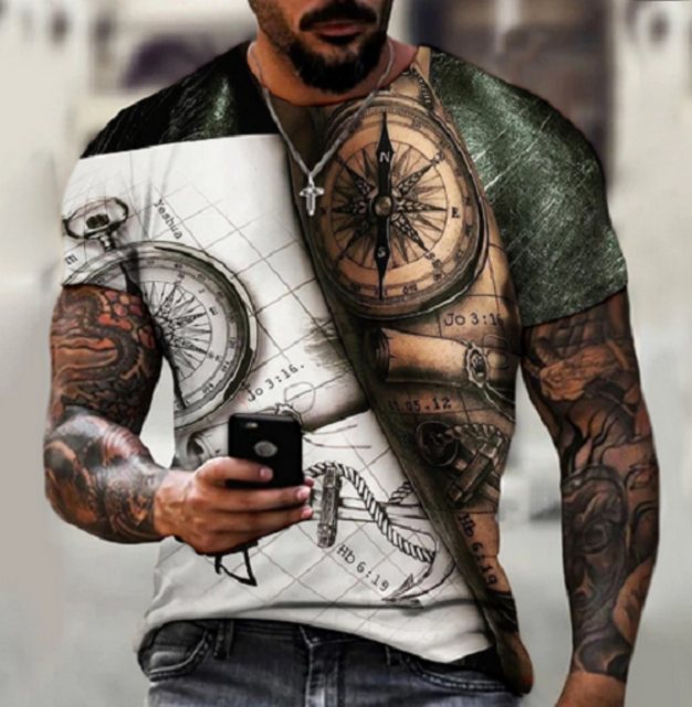 Tinisu T-Shirt 3D-Druck T-Shirt - Unisex/Rundhals - (Piraten) Schatzkarte + günstig online kaufen