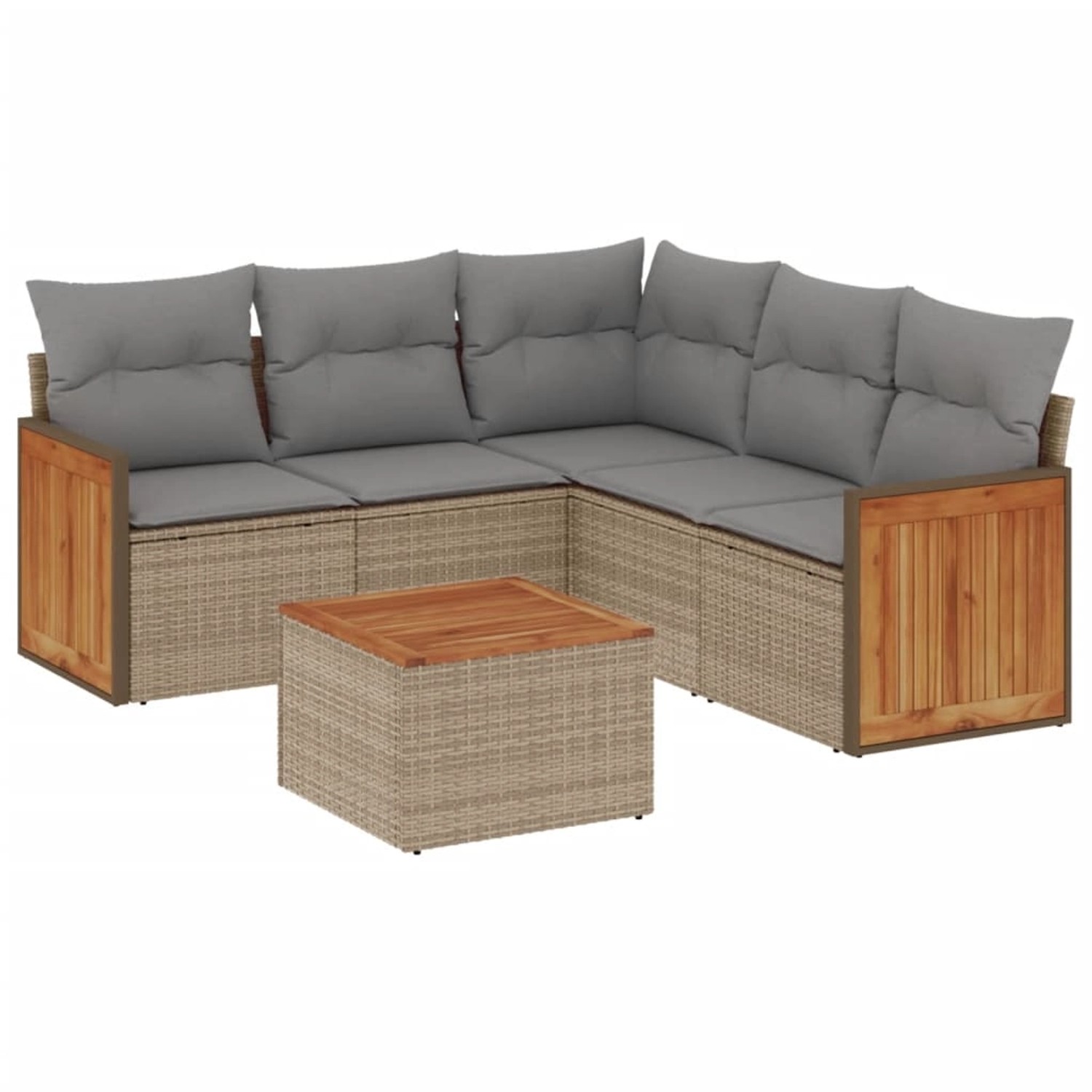 vidaXL 6-tlg Garten-Sofagarnitur mit Kissen Beige Poly Rattan Modell 173 günstig online kaufen