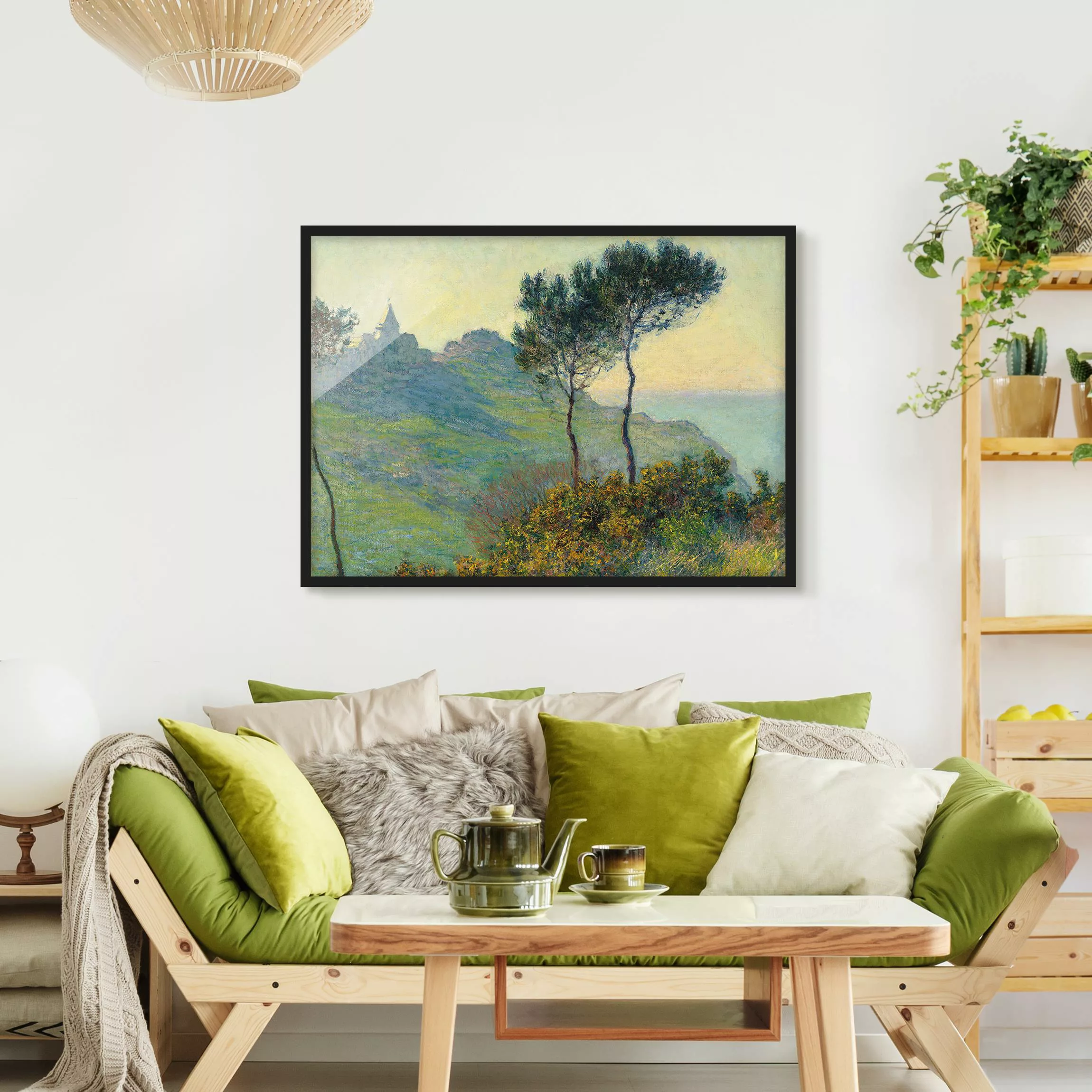 Bild mit Rahmen Kunstdruck - Querformat Claude Monet - Varengeville Abendso günstig online kaufen