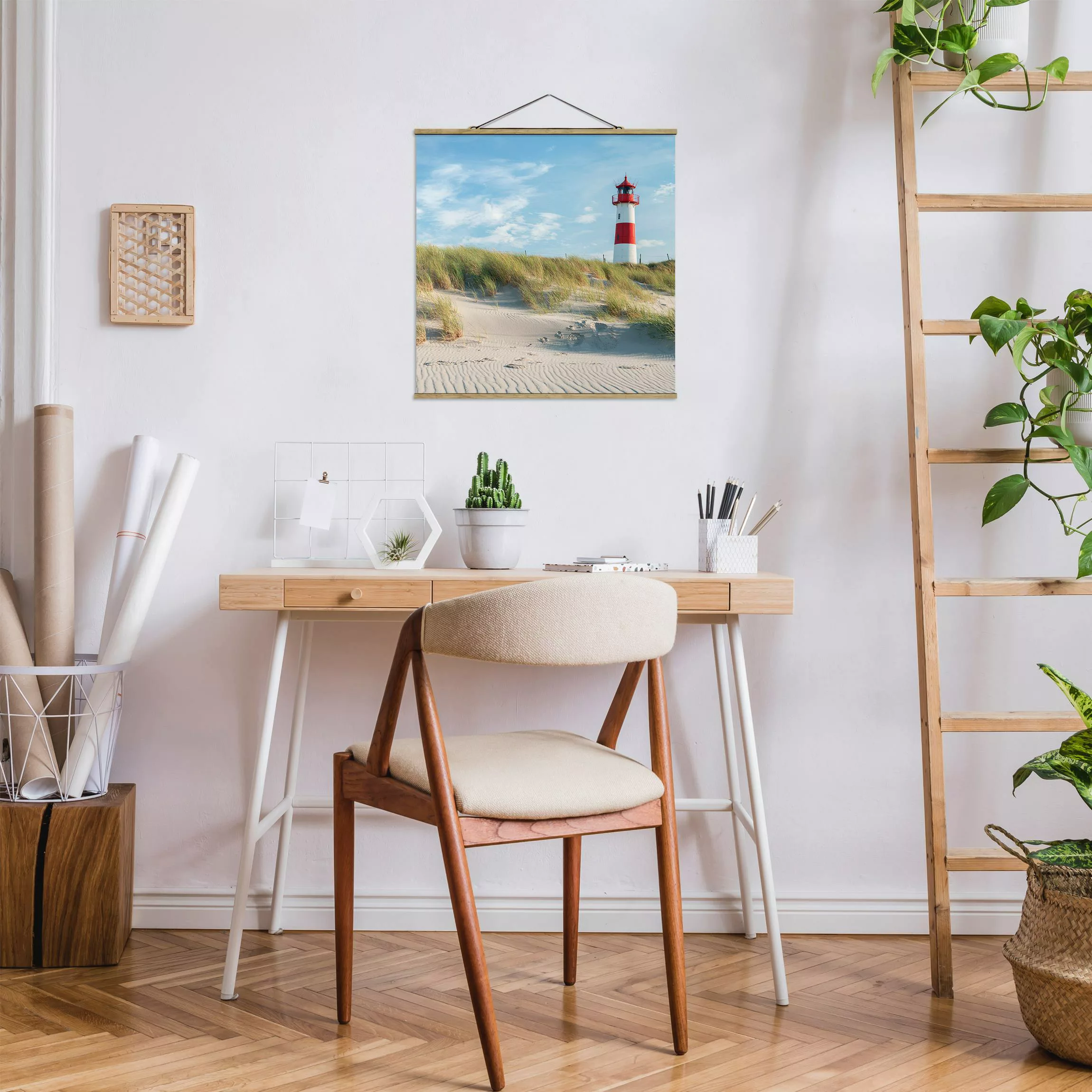 Stoffbild mit Posterleisten Leuchtturm an der Nordsee günstig online kaufen