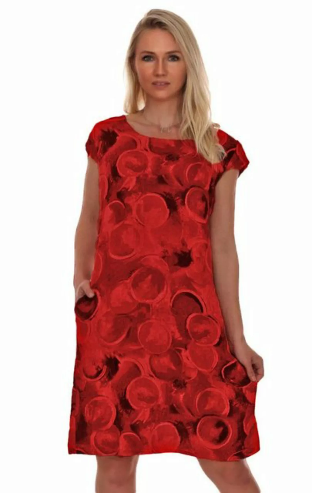 Charis Moda A-Linien-Kleid Leinenkleid Sommerkleid Belli Rotondi Kurzarm günstig online kaufen