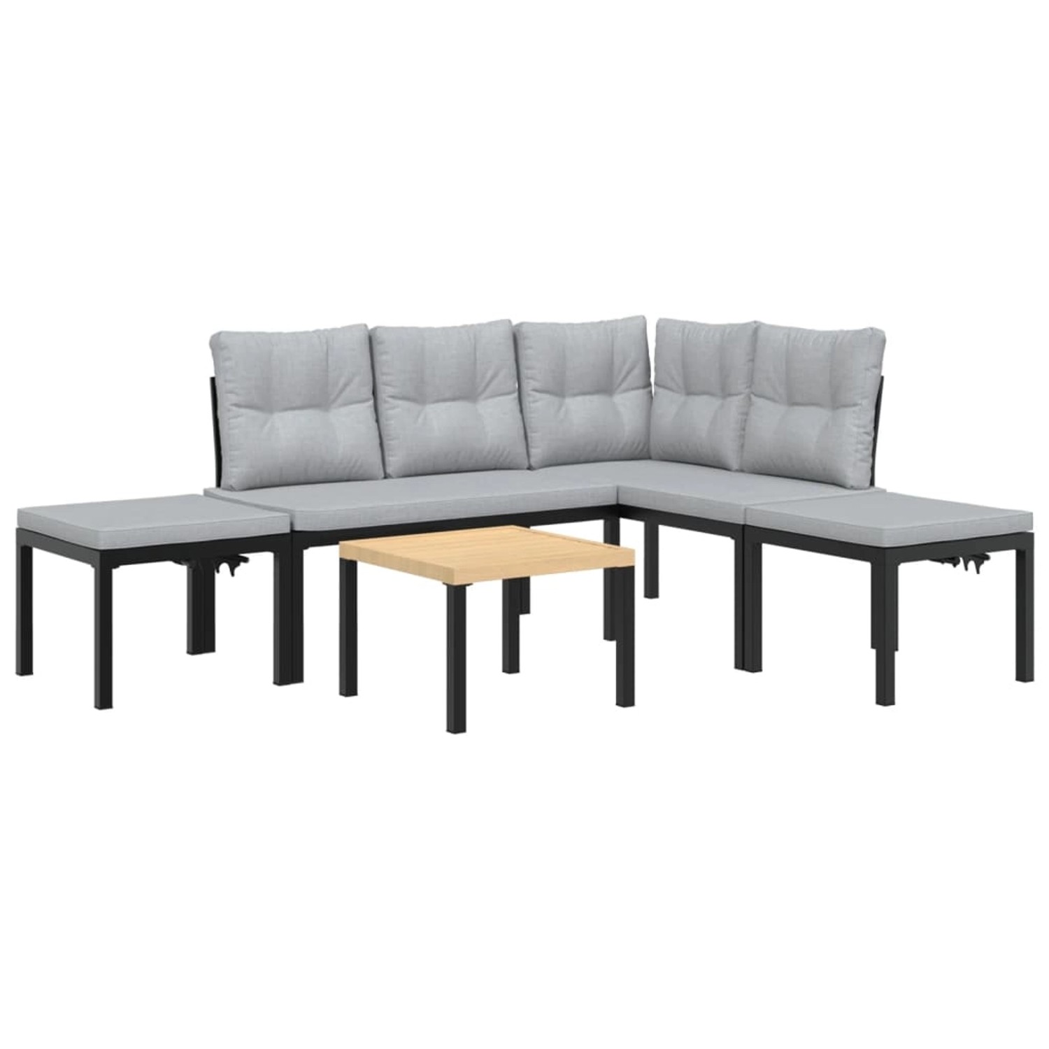 vidaXL 5-tlg Garten-Sofagarnitur mit Kissen Schwarz Stahl Modell 1 günstig online kaufen