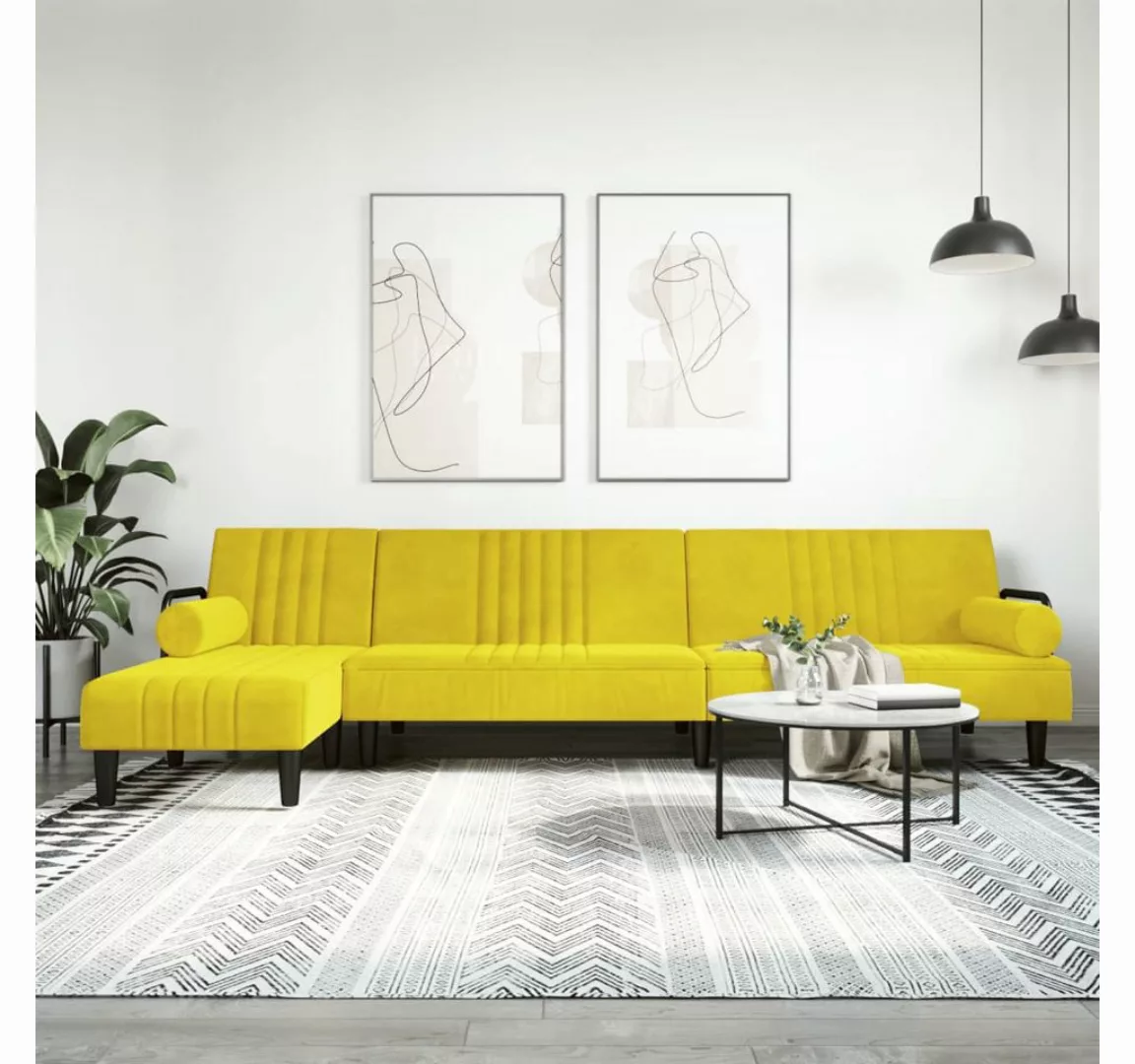 vidaXL Sofa Schlafsofa in L-Form Gelb 260x140x70 cm Samt Chaiselongue günstig online kaufen