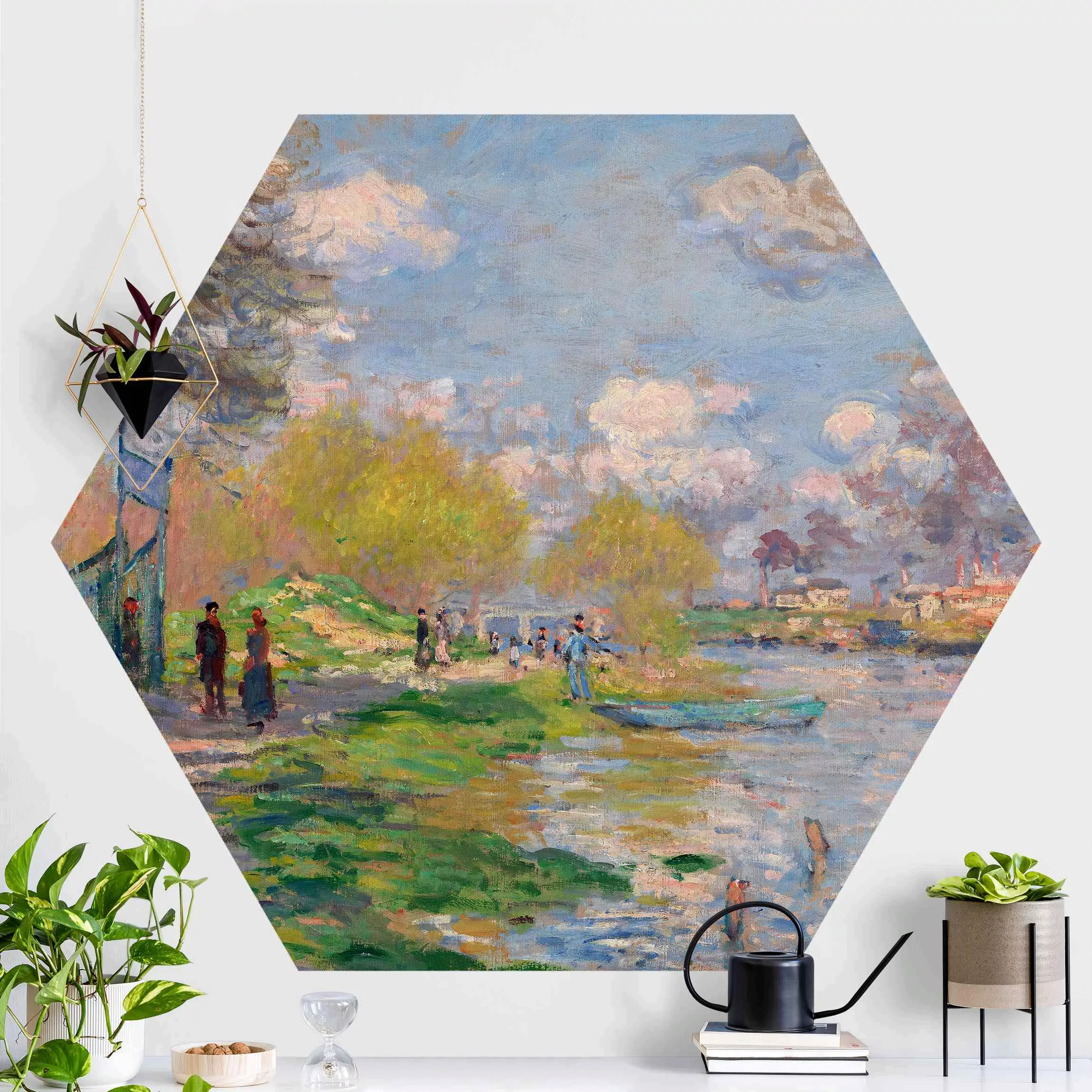 Hexagon Fototapete selbstklebend Claude Monet - Seine günstig online kaufen