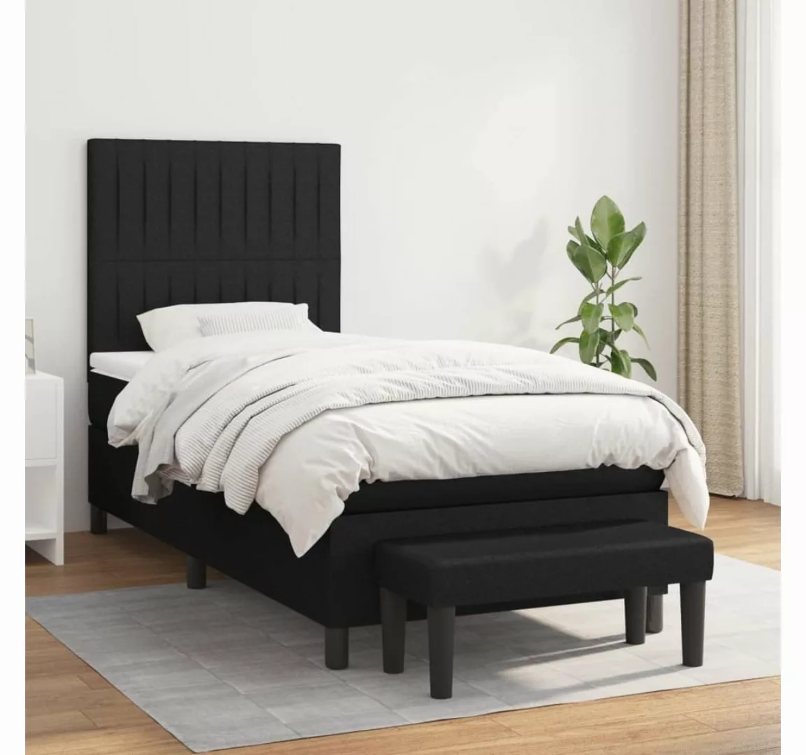 furnicato Bett Boxspringbett mit Matratze Schwarz 80x200 cm Stoff günstig online kaufen