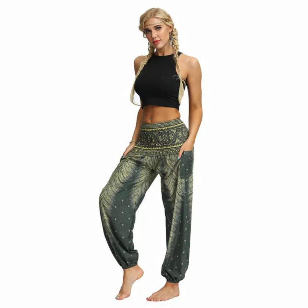 AUKUU Loungepants Lockere Freizeithose, Yogahose mit hohem Bund, Haremshose günstig online kaufen