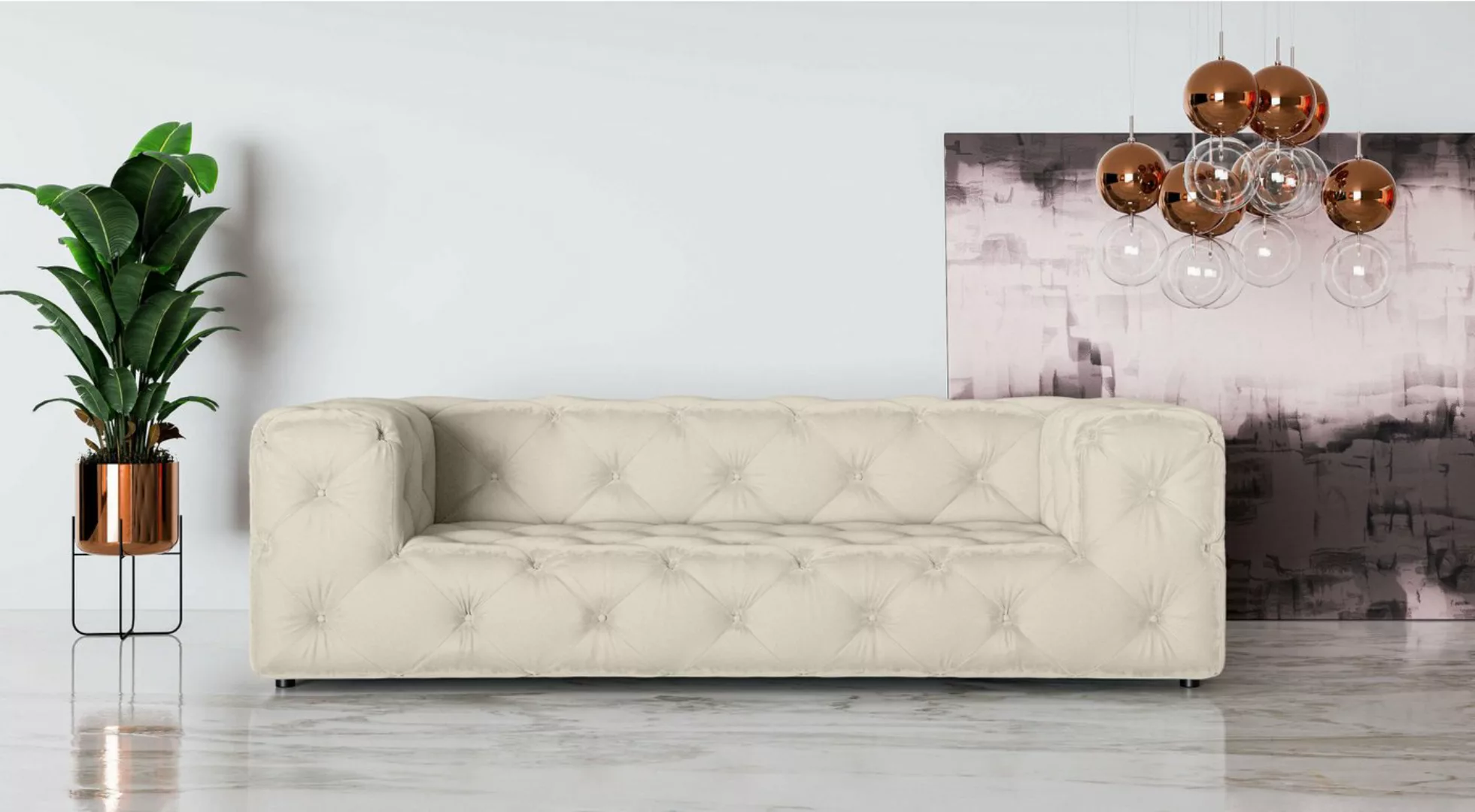 Places of Style 3-Sitzer FOLLINA, 3-Sitzer Sofa mit klassischer Chesterfiel günstig online kaufen