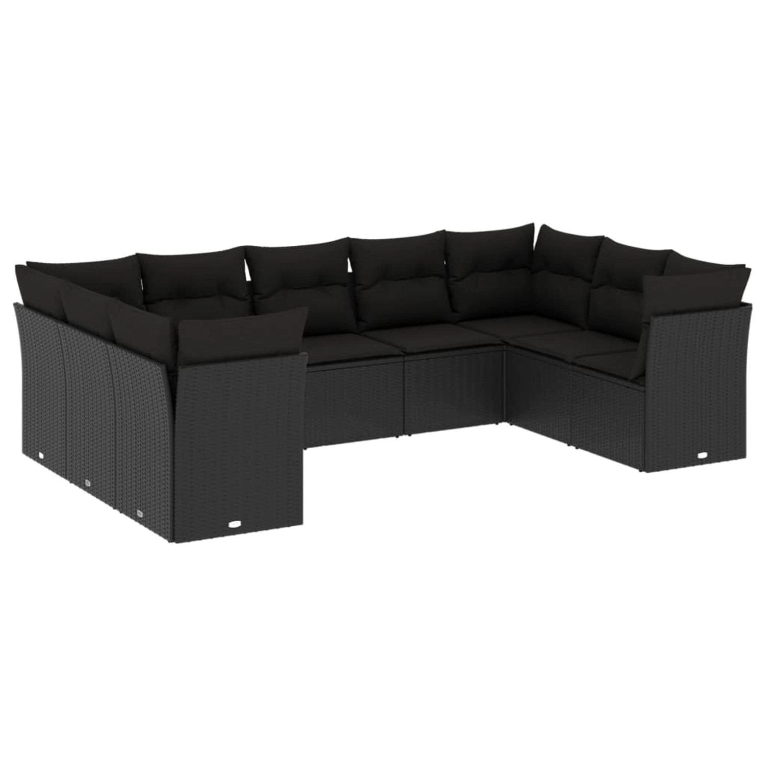 vidaXL 9-tlg Garten-Sofagarnitur mit Kissen Schwarz Poly Rattan Modell 48 günstig online kaufen