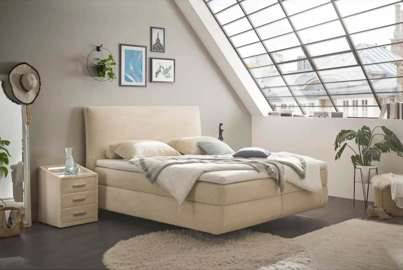 ED EXCITING DESIGN Boxspringbett "Marbella", Duo-Matratze- harte Kokosmatte günstig online kaufen