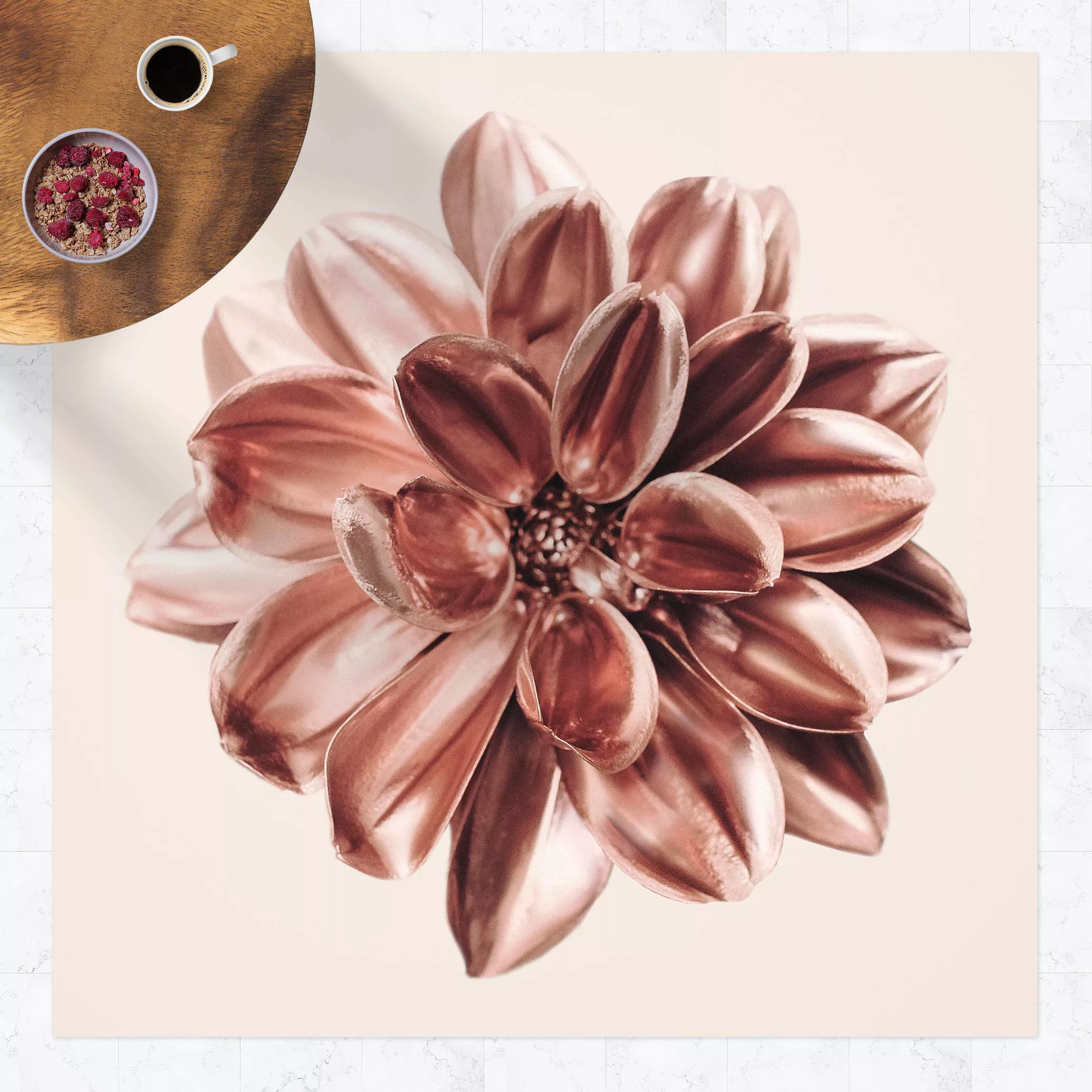 Vinyl-Teppich Dahlie Rosegold Rosa Zentriert günstig online kaufen