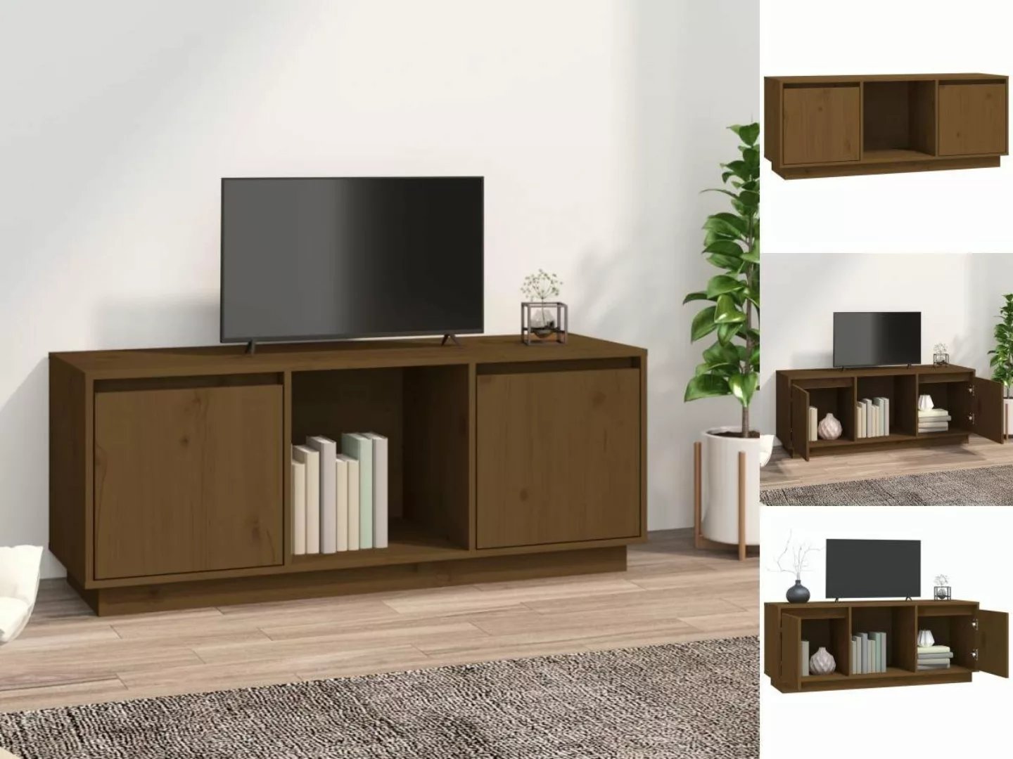 vidaXL TV-Schrank TV-Schrank Honigbraun 110,5x35x44 cm Massivholz Kiefer Si günstig online kaufen