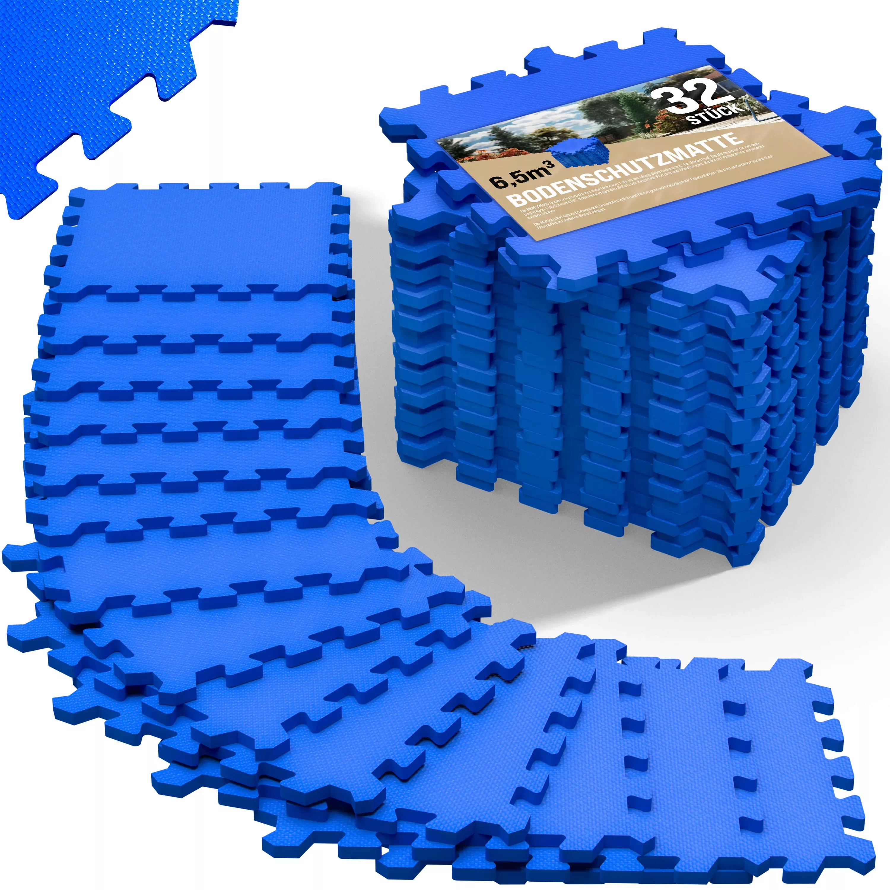 Bodenschutz-/Puzzlematte 32-tlg. Blau 180x360x1cm günstig online kaufen