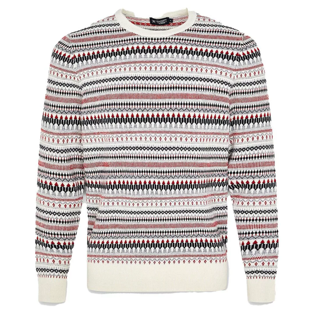 Hackett Fairisle Rundhalsausschnitt Sweater XL Ecru Multi günstig online kaufen