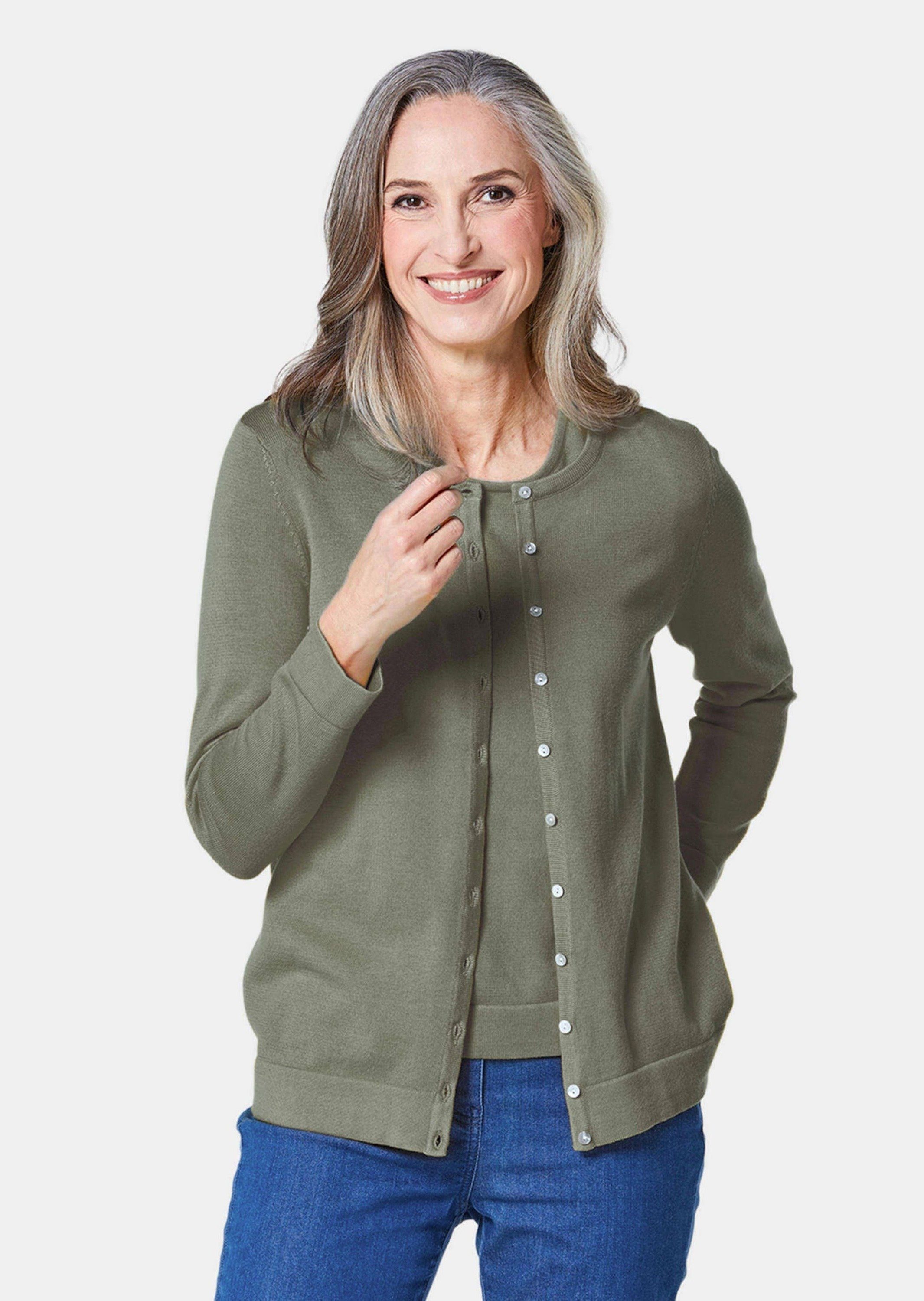 GOLDNER Strickpullover Figurnahes Twin-Set aus Pima-Baumwolle günstig online kaufen