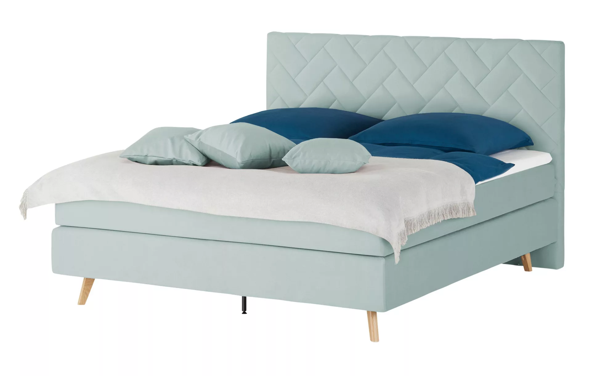 SKAGEN BEDS Boxspringbett  Weave ¦ blau ¦ Maße (cm): B: 200 H: 122 Betten > günstig online kaufen