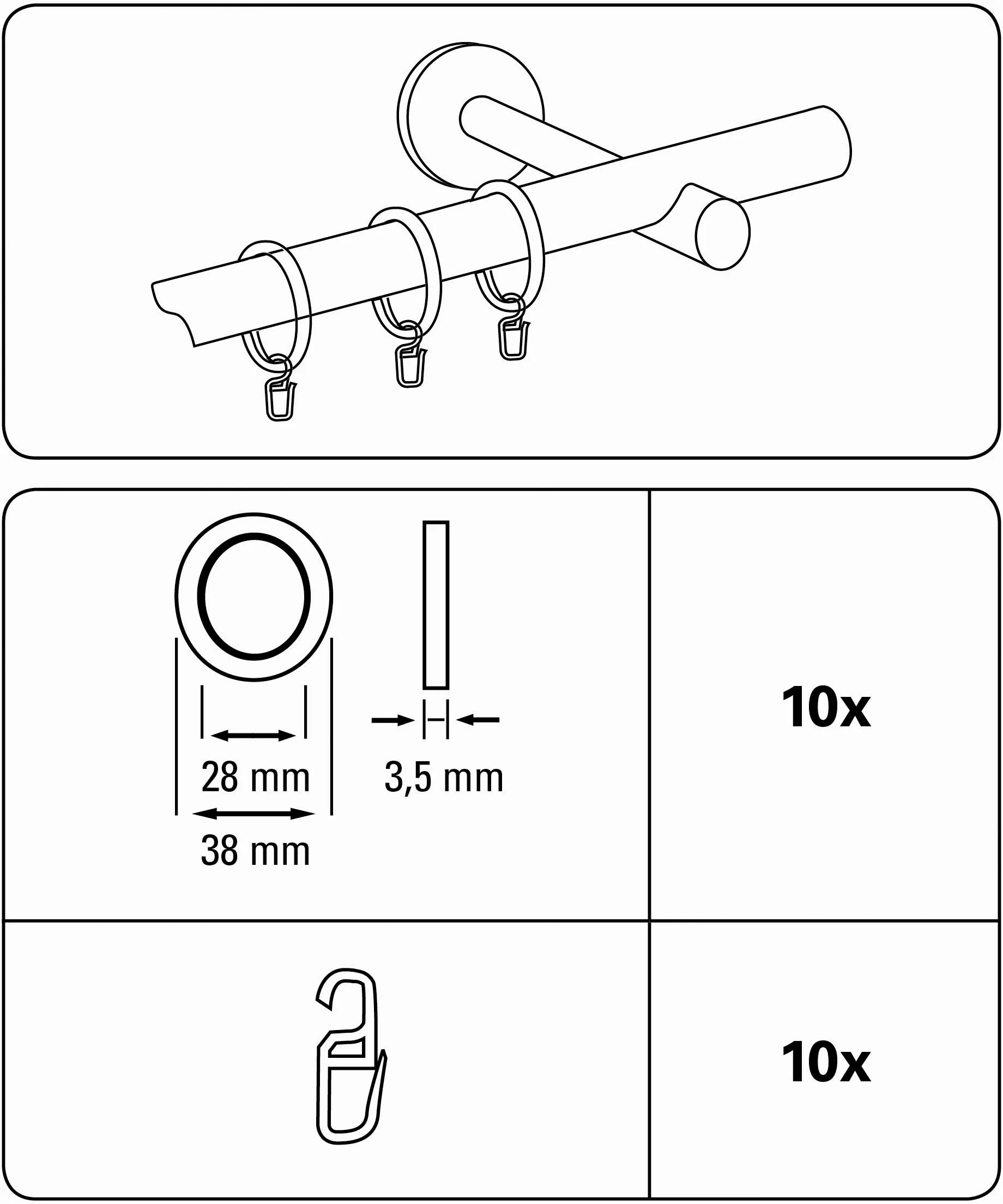 GARDINIA Gardinenring Kreta, Dekoschals, Gardinenstangen, (10-St), günstig online kaufen
