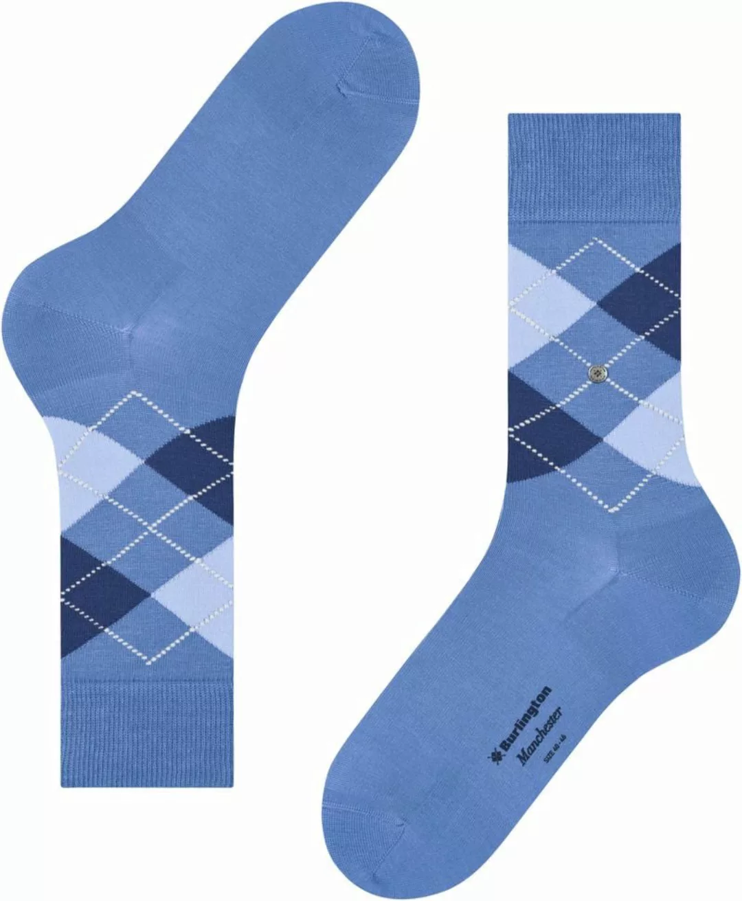 Burlington Manchester Socken Kariert Blau 6550 - Größe 40-46 günstig online kaufen