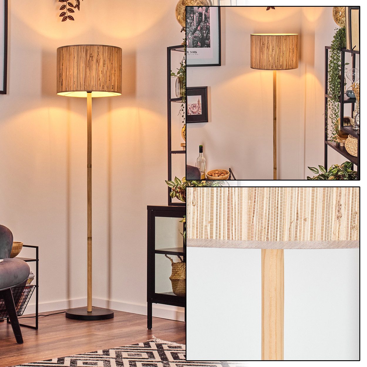hofstein Stehlampe Stehlampe aus Holz/Metall und günstig online kaufen
