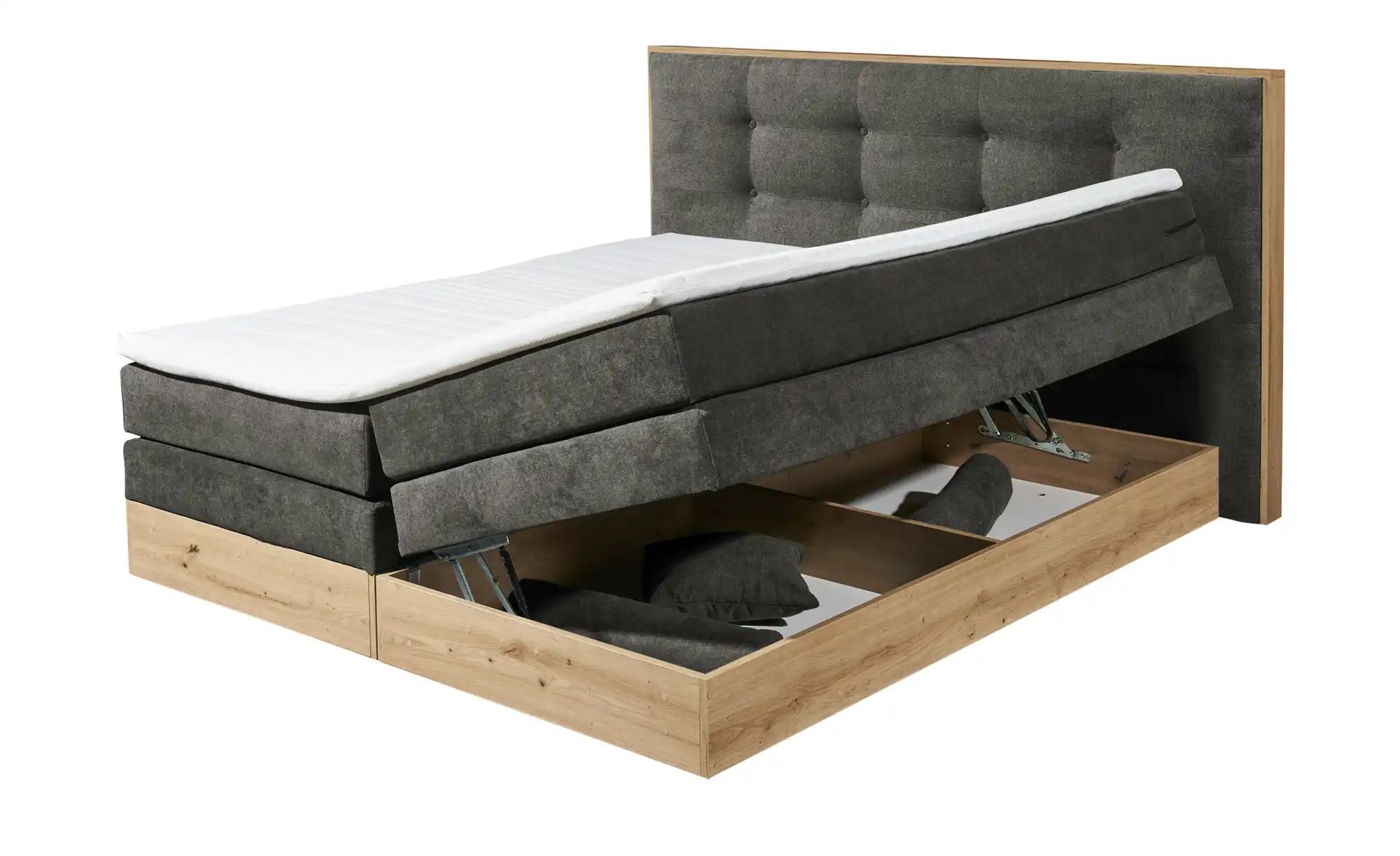 uno Boxspringbett mit Bettkasten Nox ¦ grau ¦ Maße (cm): B: 205 H: 114 Bett günstig online kaufen