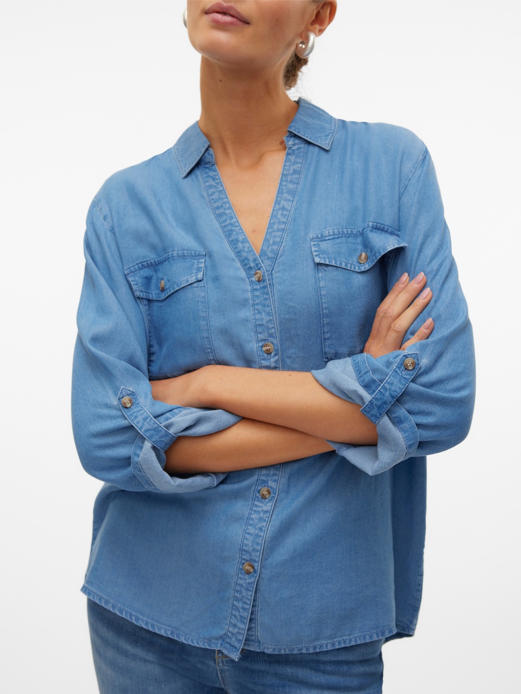 Vero Moda Hemdbluse "VMBREE 7/8 SLEEVE LOOSE TENCEL SHIRT GA", im Denim-Loo günstig online kaufen