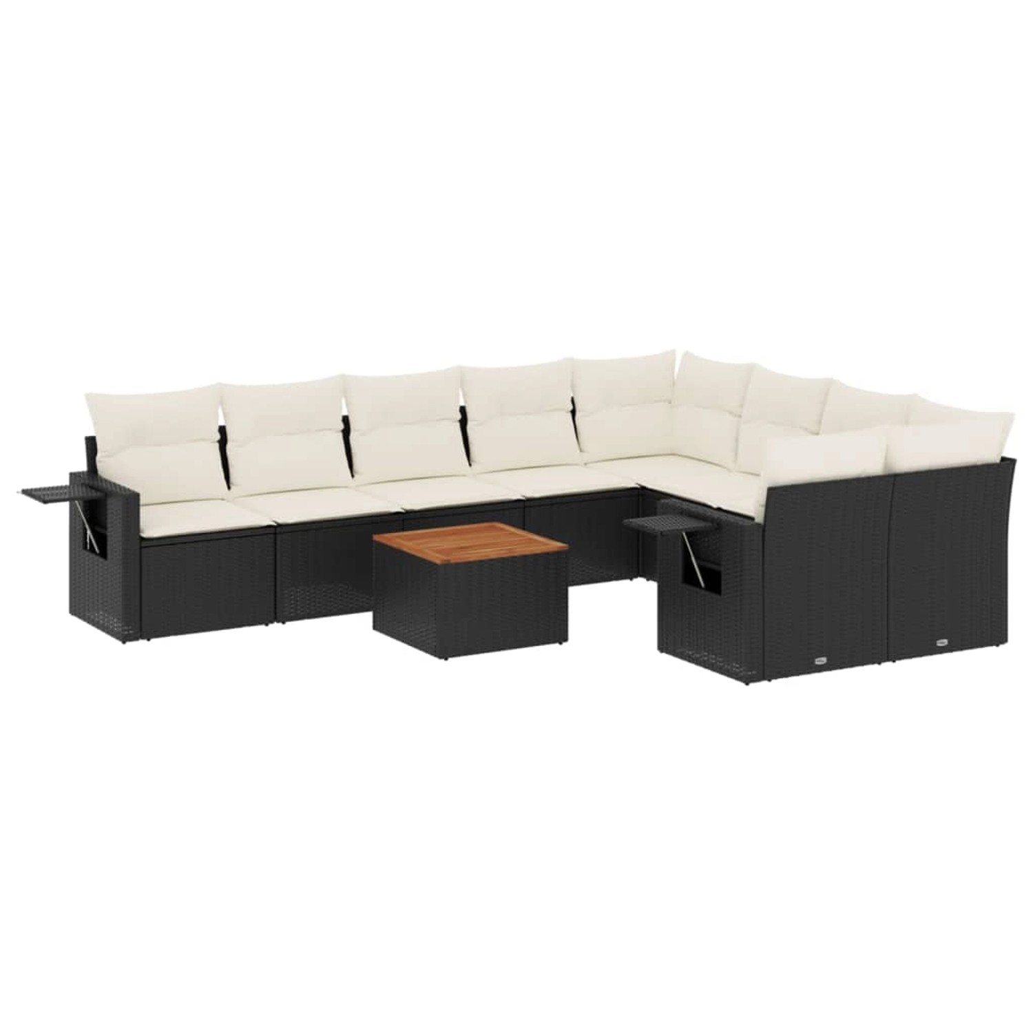 vidaXL 10-Tlg Garten-Sofagarnitur mit Kissen Schwarz Poly Rattan 3257050 günstig online kaufen