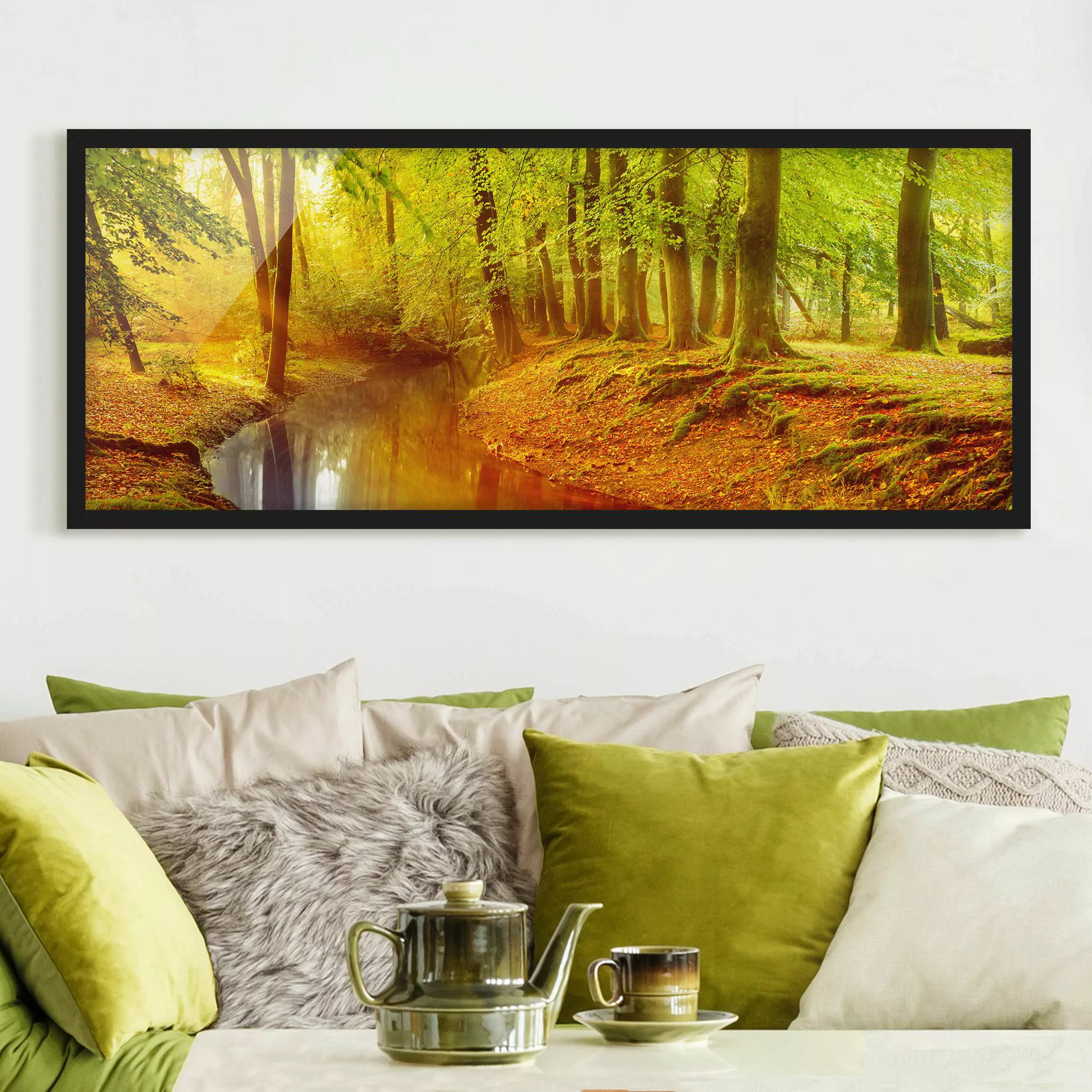 Bild mit Rahmen Natur & Landschaft - Panorama Herbstwald günstig online kaufen