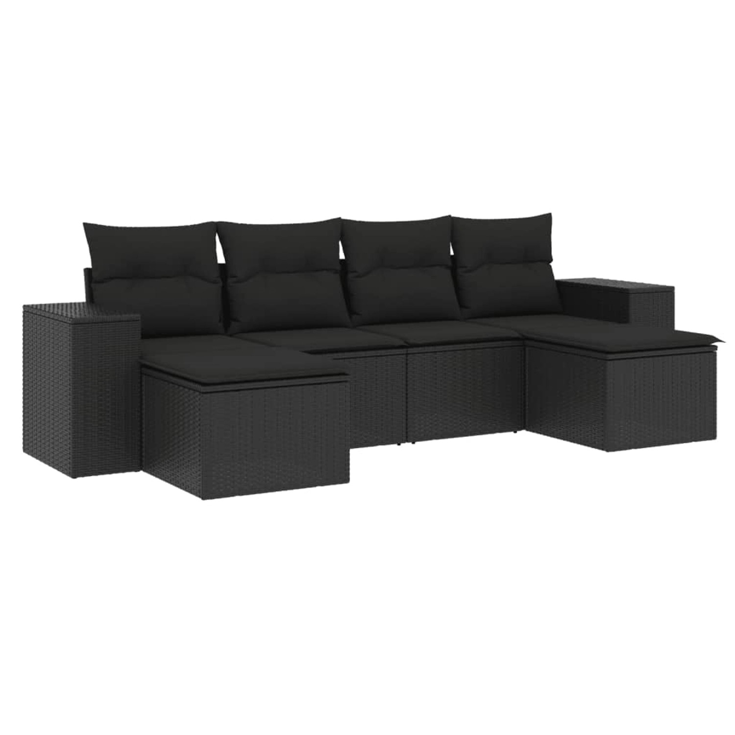 vidaXL 6-Tlg Garten-Sofagarnitur mit Kissen Schwarz Poly Rattan 3222914 günstig online kaufen