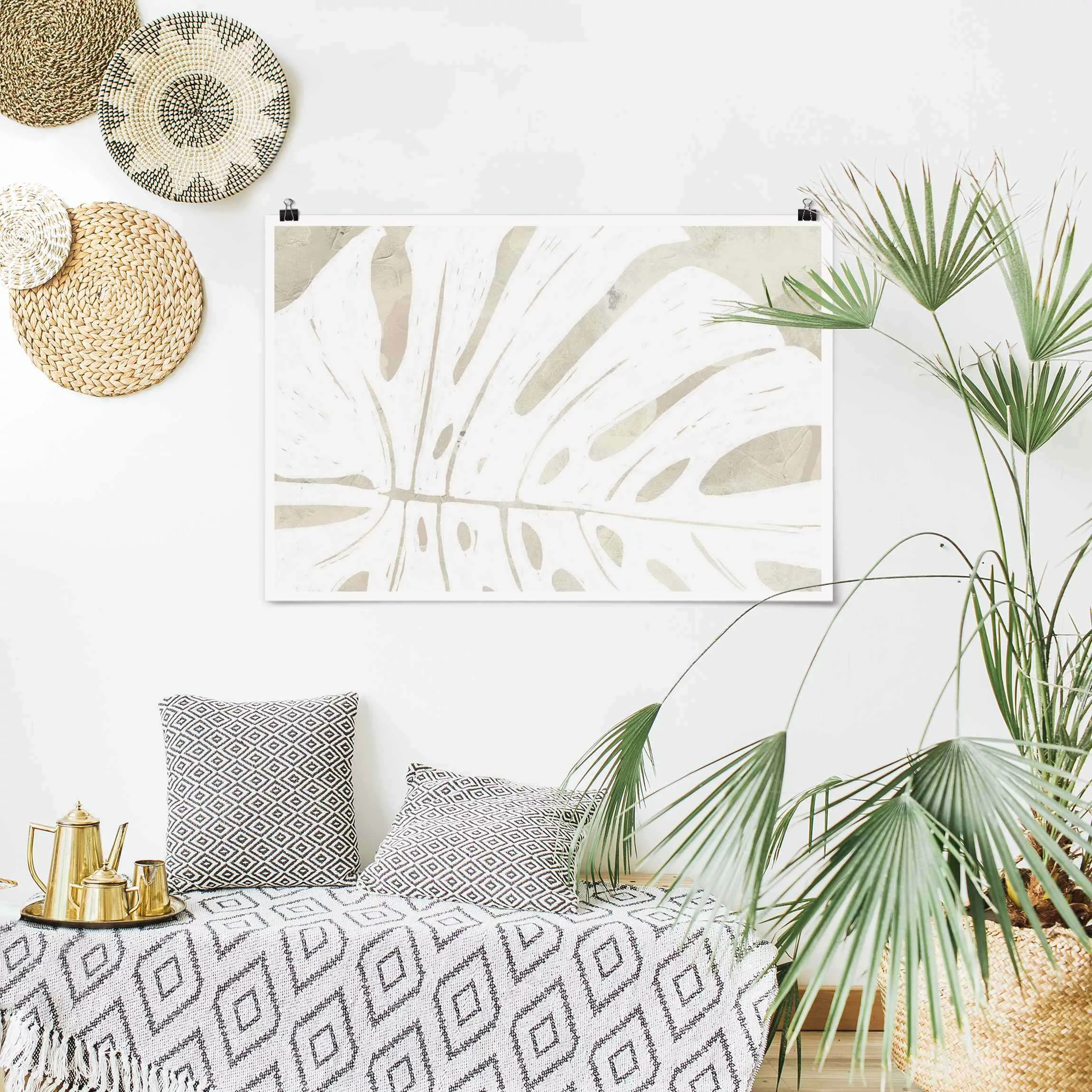 Poster Monstera Silhouette auf Leinen günstig online kaufen