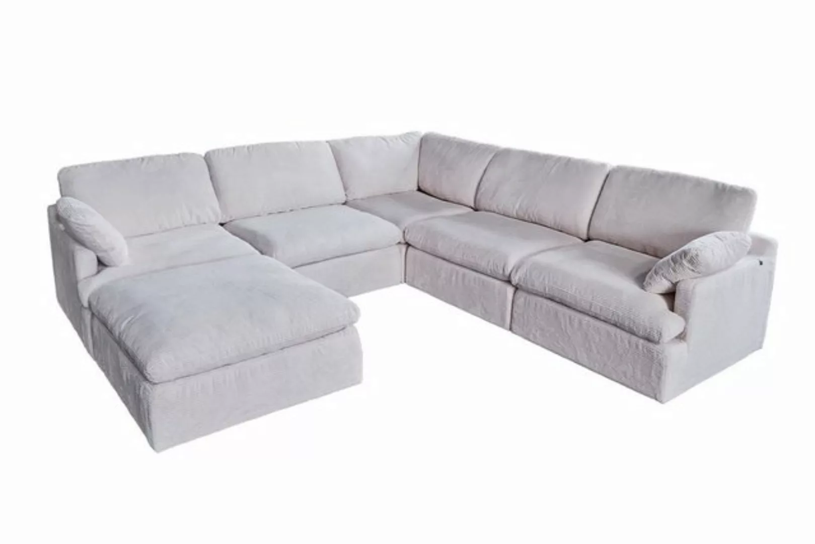 KAWOLA Ecksofa AVILA, Modulsofa mit Hocker cremeweiß, Cord oder Bouclé günstig online kaufen