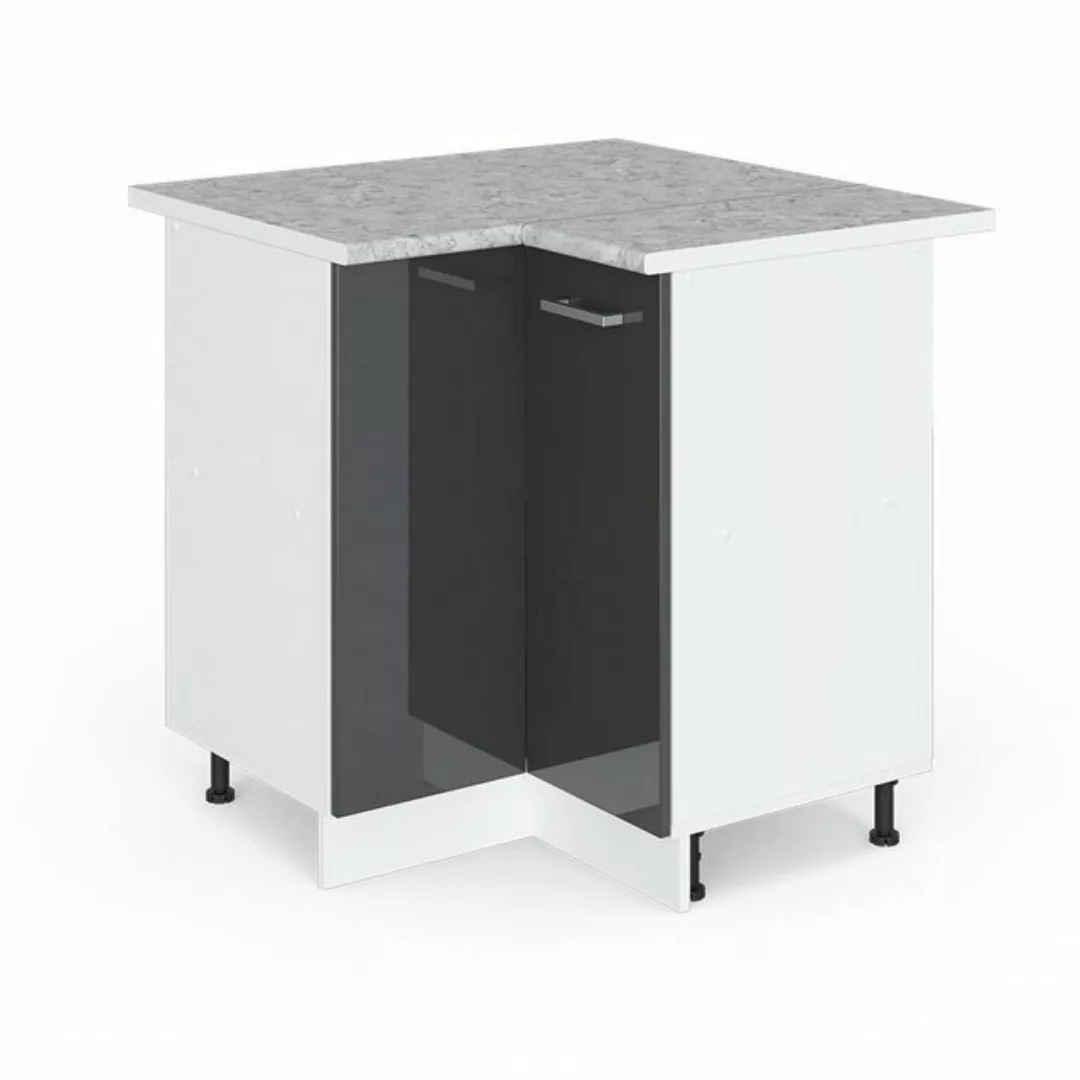 Vicco Eckunterschrank R-Line, Anthrazit Hochglanz/Weiß, 75.6 cm, AP Marmor günstig online kaufen