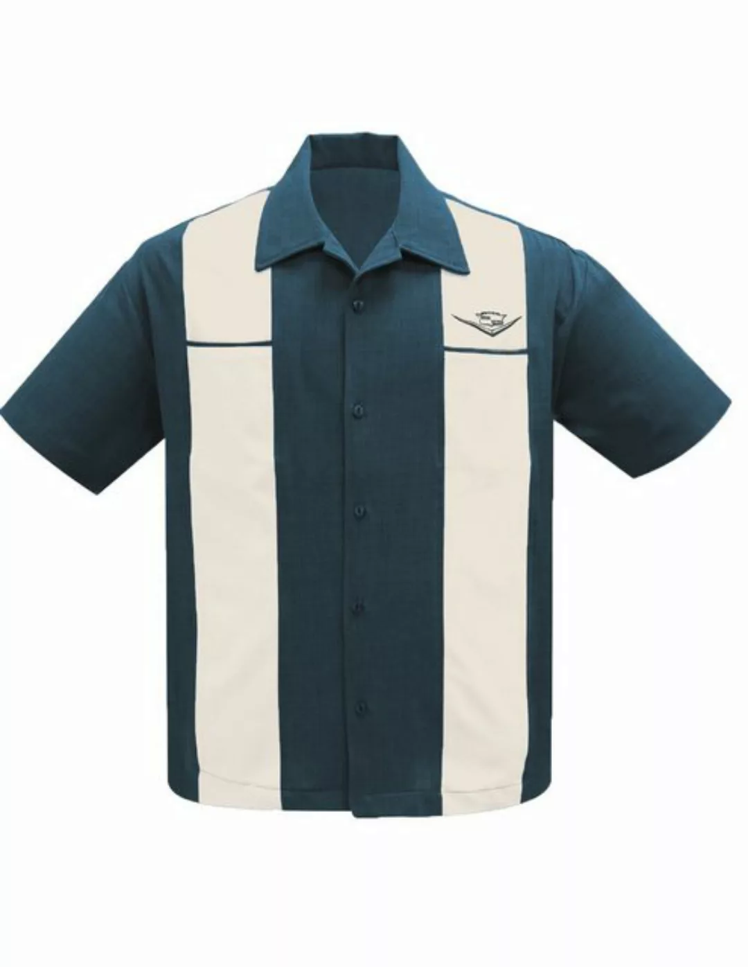 Steady Clothing Kurzarmhemd Classic Cruising Teal Cream Vintage Bowling Shi günstig online kaufen