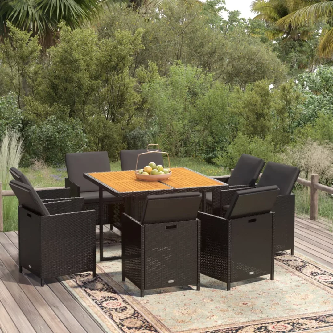 Vidaxl 9-tlg. Garten-essgruppe Mit Auflagen Poly Rattan Schwarz günstig online kaufen