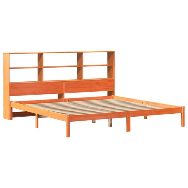 vidaXL Bett Massivholzbett mit Regal ohne Matratze Wachsbraun 200x200 cm günstig online kaufen