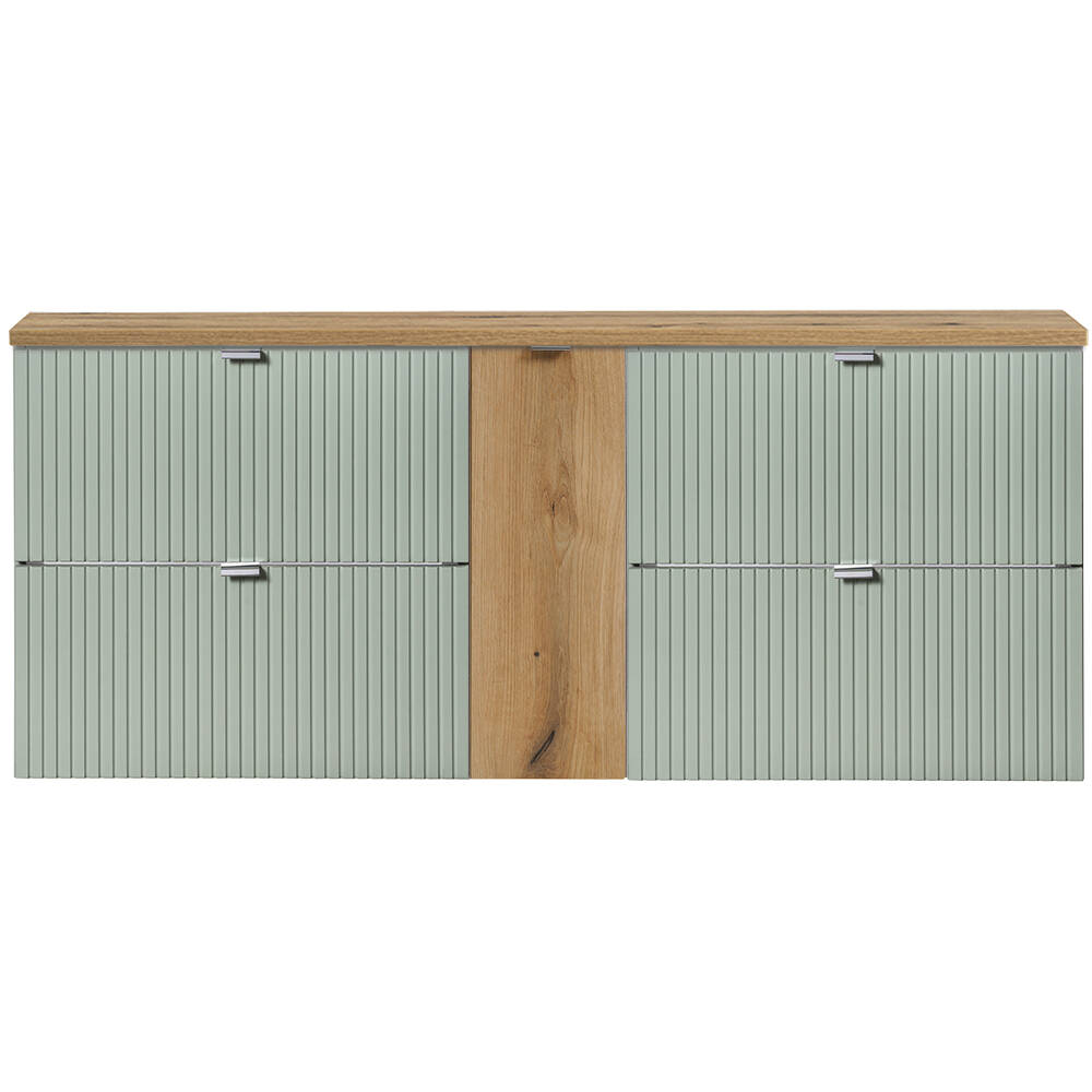 Doppel-Waschtischunterschrank 140cm, grün und Eiche, NEWPORT-56-GREEN günstig online kaufen