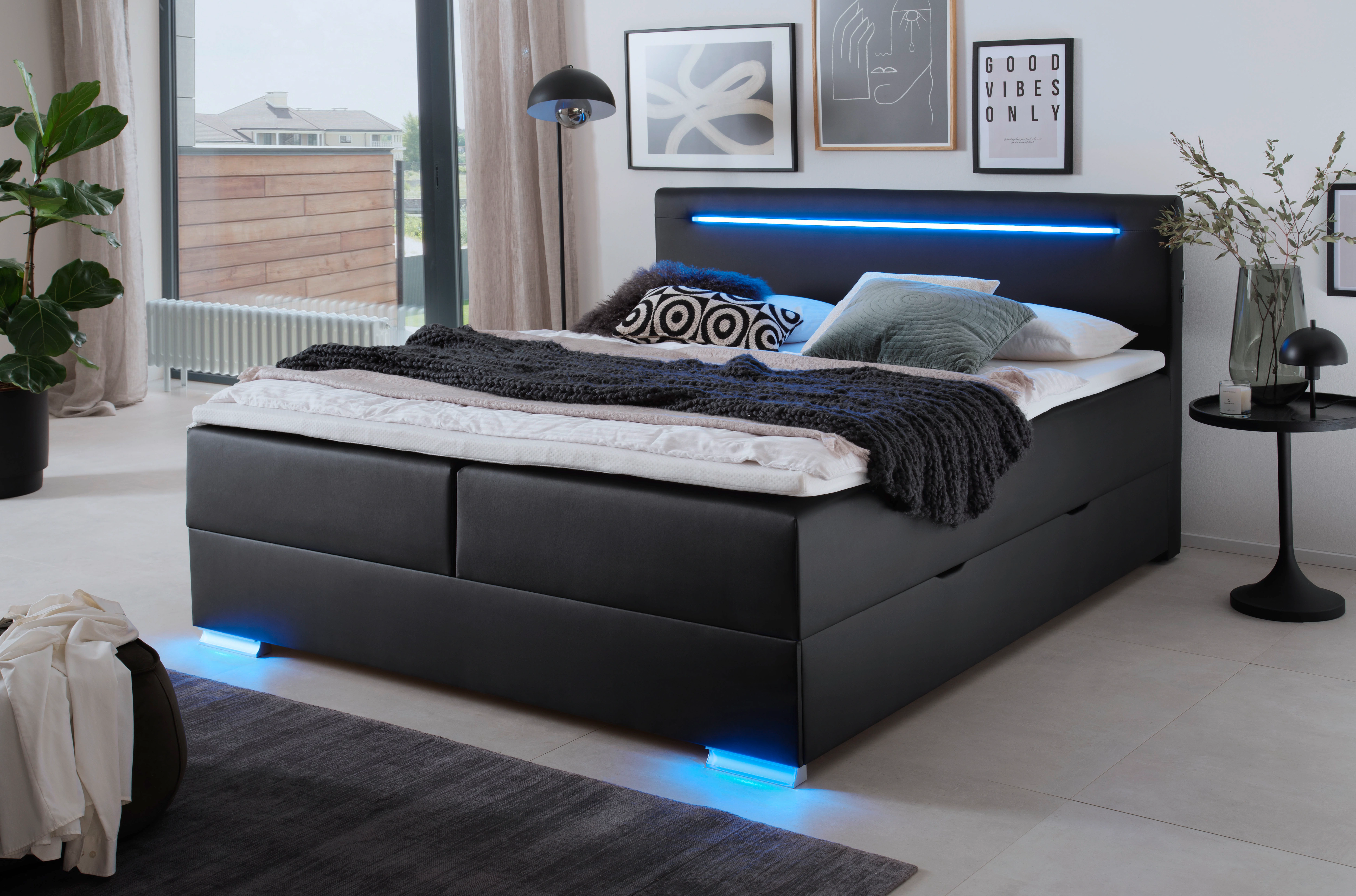 meise.möbel Boxspringbett "Las Vegas", Füße und Kopfteil mit LED-Beleuchtun günstig online kaufen