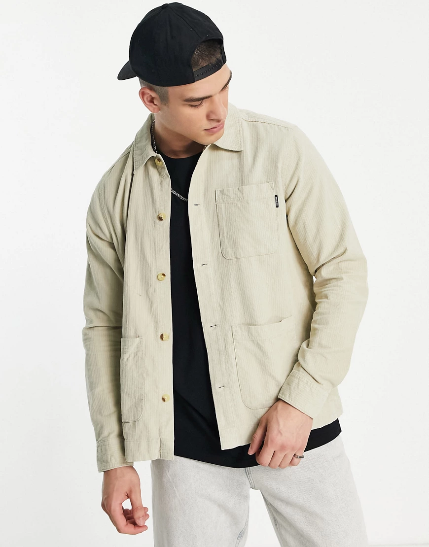 Only & Sons – Hemdjacke aus Cord in Beige mit drei Taschen-Neutral günstig online kaufen