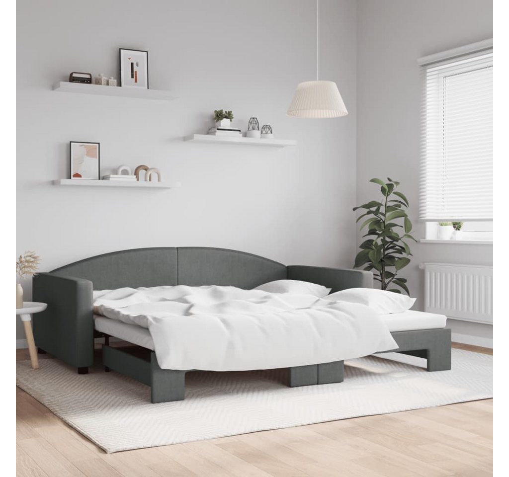 vidaXL Gästebett Gästebett Tagesbett Ausziehbar Dunkelgrau 100x200 cm Stoff günstig online kaufen