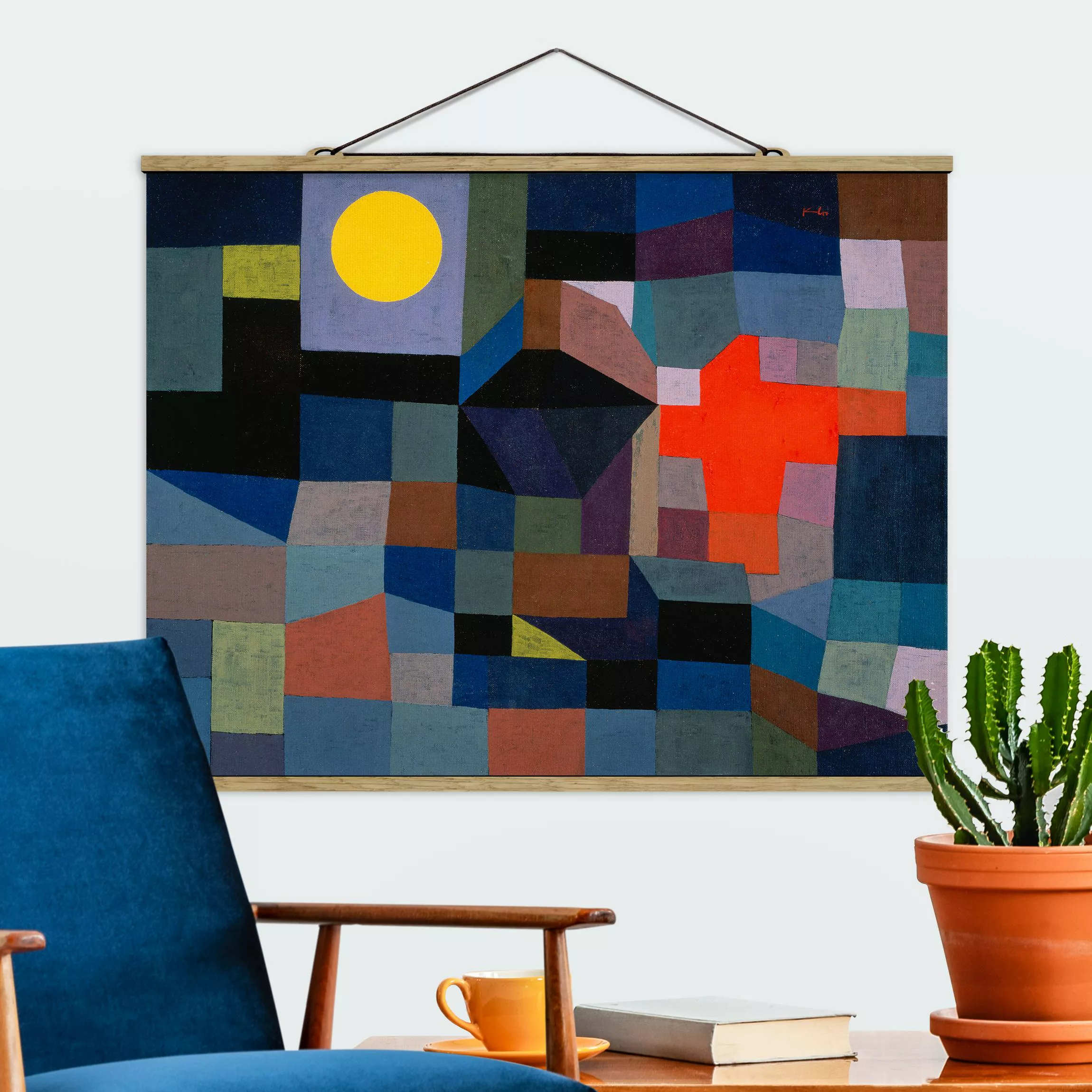 Stoffbild Abstrakt mit Posterleisten - Querformat Paul Klee - Feuer bei Vol günstig online kaufen