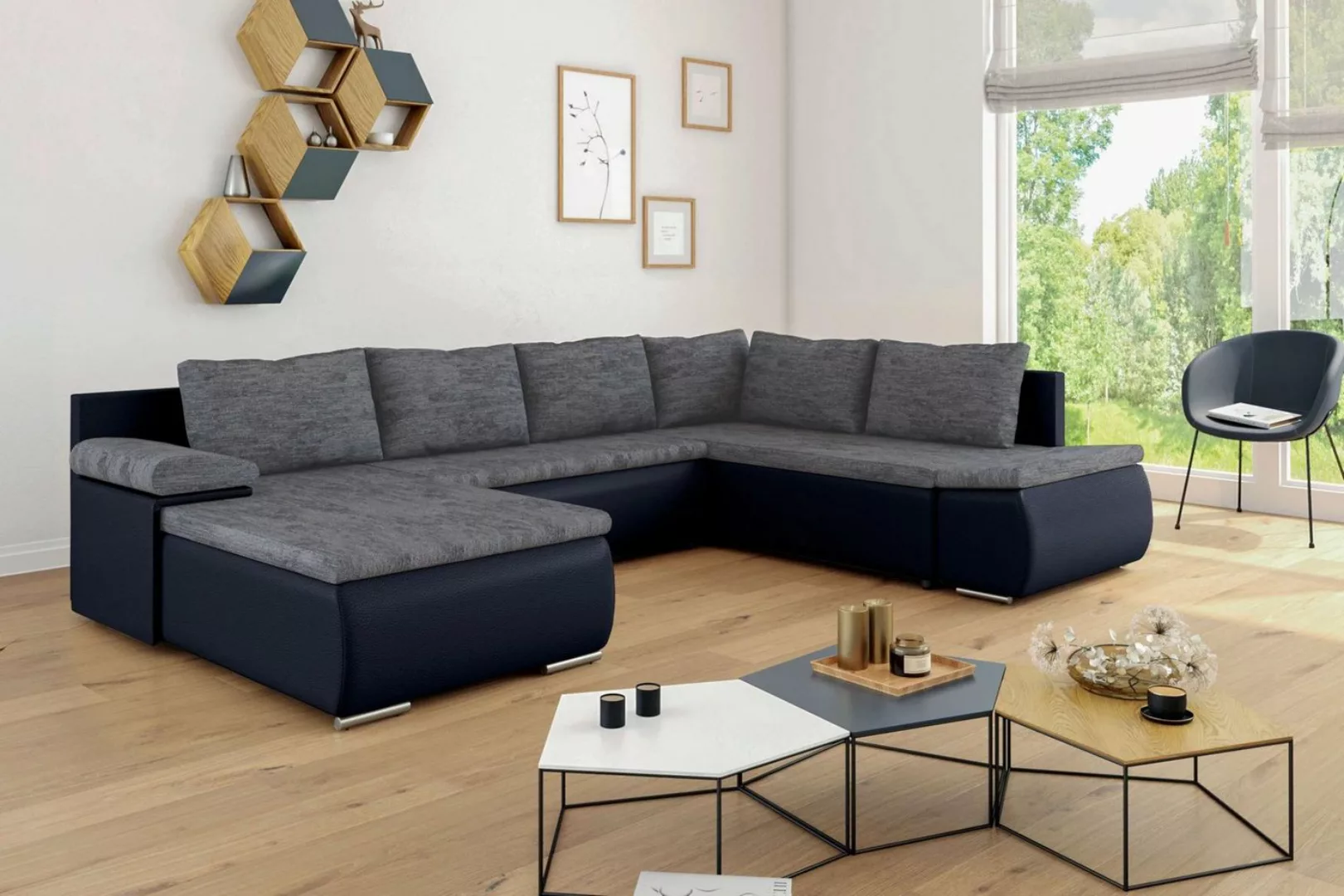 99rooms Wohnlandschaft Nessi, Sofa, U-Form, Ottomane links oder rechts best günstig online kaufen