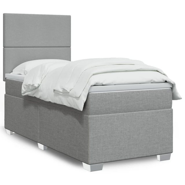 vidaXL Boxspringbett, Boxspringbett mit Matratze Hellgrau 100x200 cm Stoff günstig online kaufen