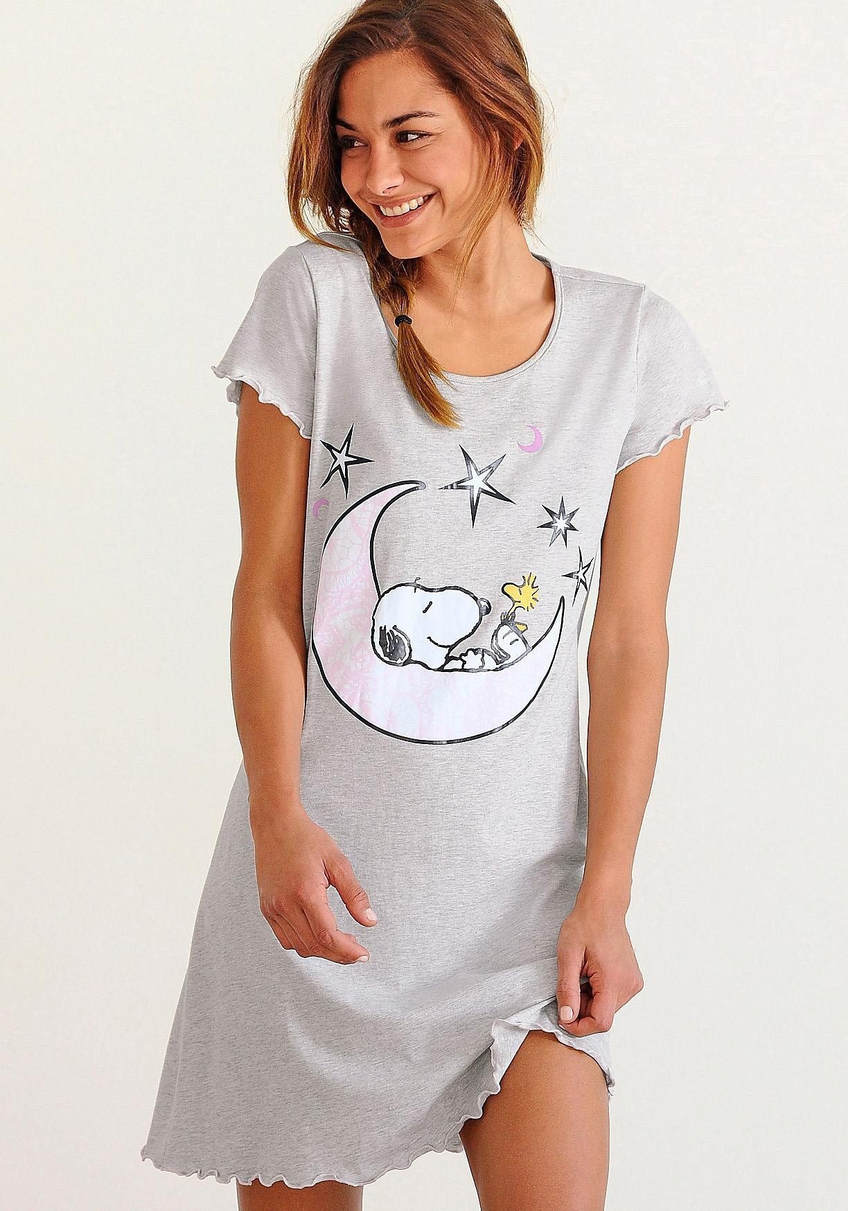 Peanuts Nachthemd, mit Snoopy-Print und Kräuselsäumen günstig online kaufen