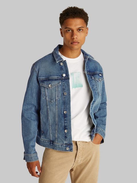 Calvin Klein Jeans Jeansjacke SLIM DENIM JACKET in dunkelblauer Waschung günstig online kaufen