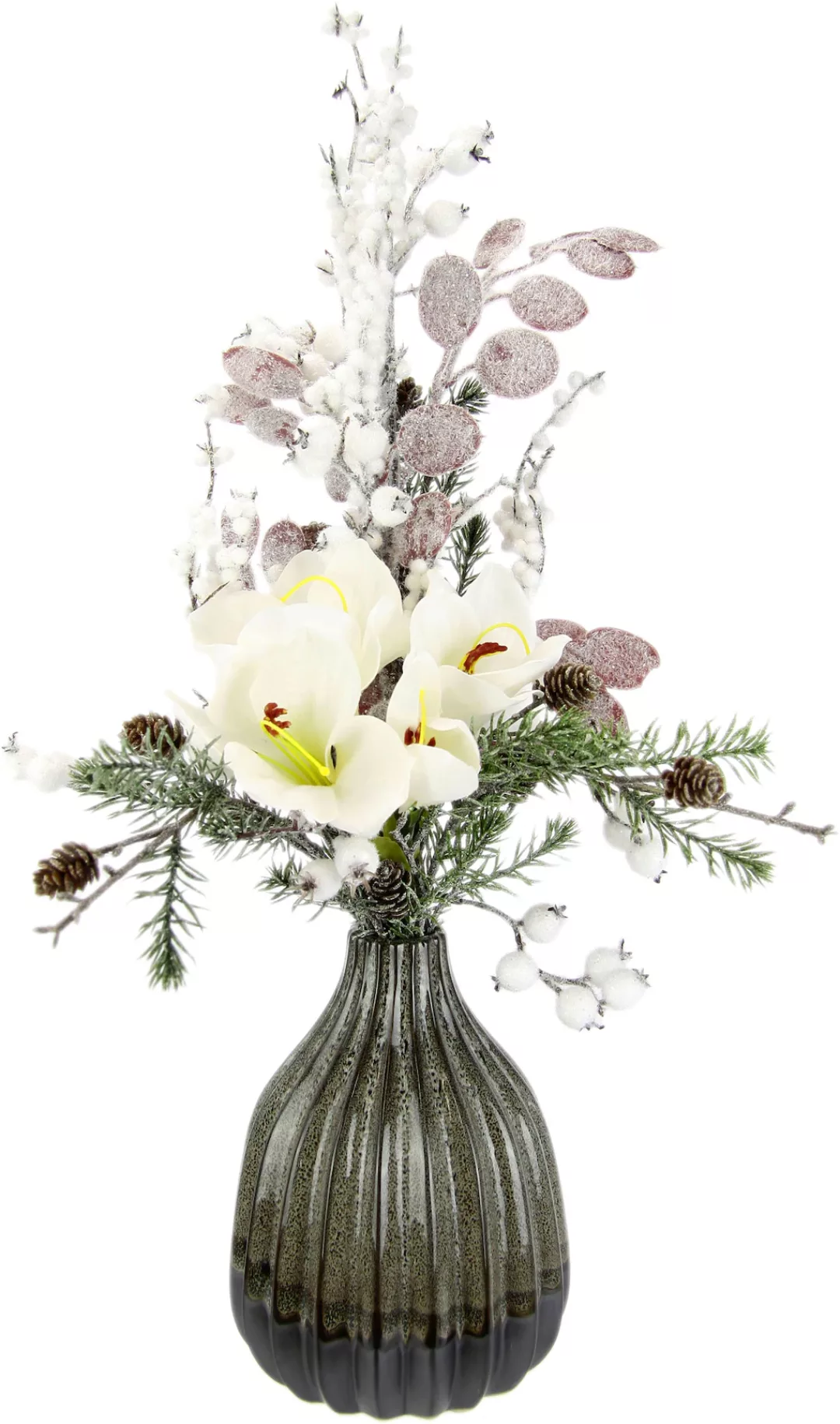 I.GE.A. Winterliche Kunstpflanze "Gesteck mit Amaryllis in Vase aus Keramik günstig online kaufen