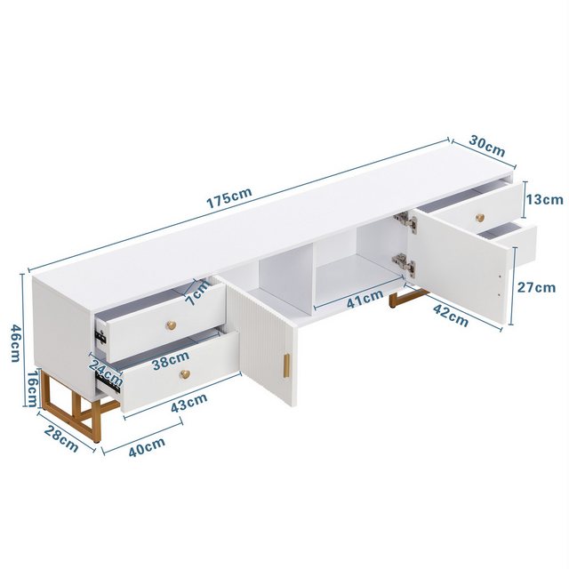 BlingBin TV-Schrank Lowboard, TV-Board, Fernsehtisch für 70-79 Zoll (1er Se günstig online kaufen